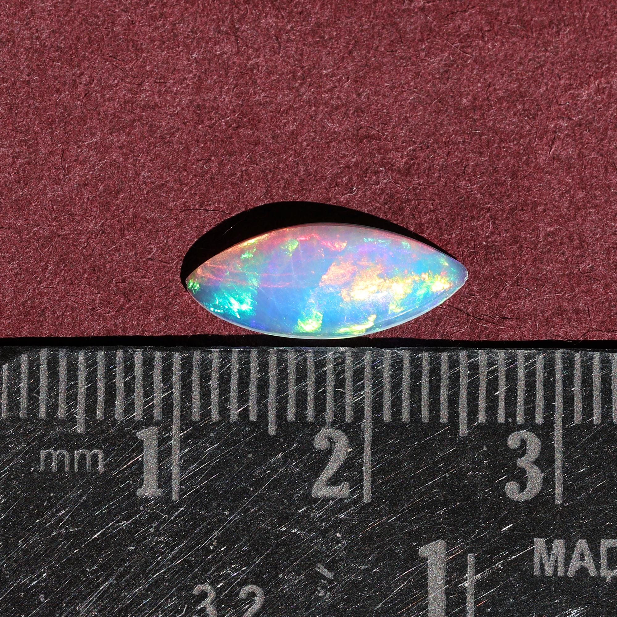 Ethiopian Welo Opal Cabochon: Natural Blue Fire Marquise Gemstone, 1.26 Carat