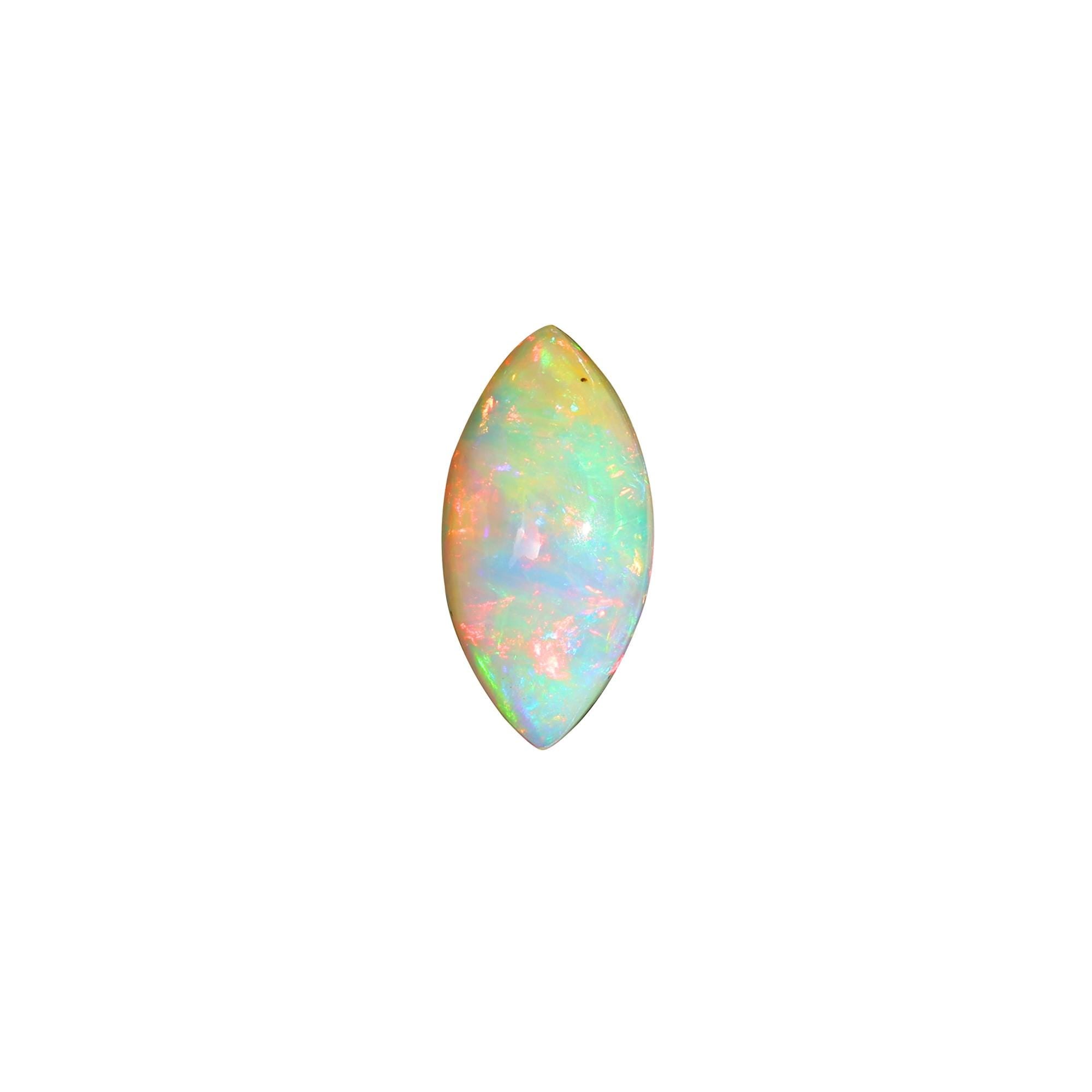 3.20 Carat White Ethiopian Opal Cabochon Gemstone : Marquise Welo Fire Opal Jewelry