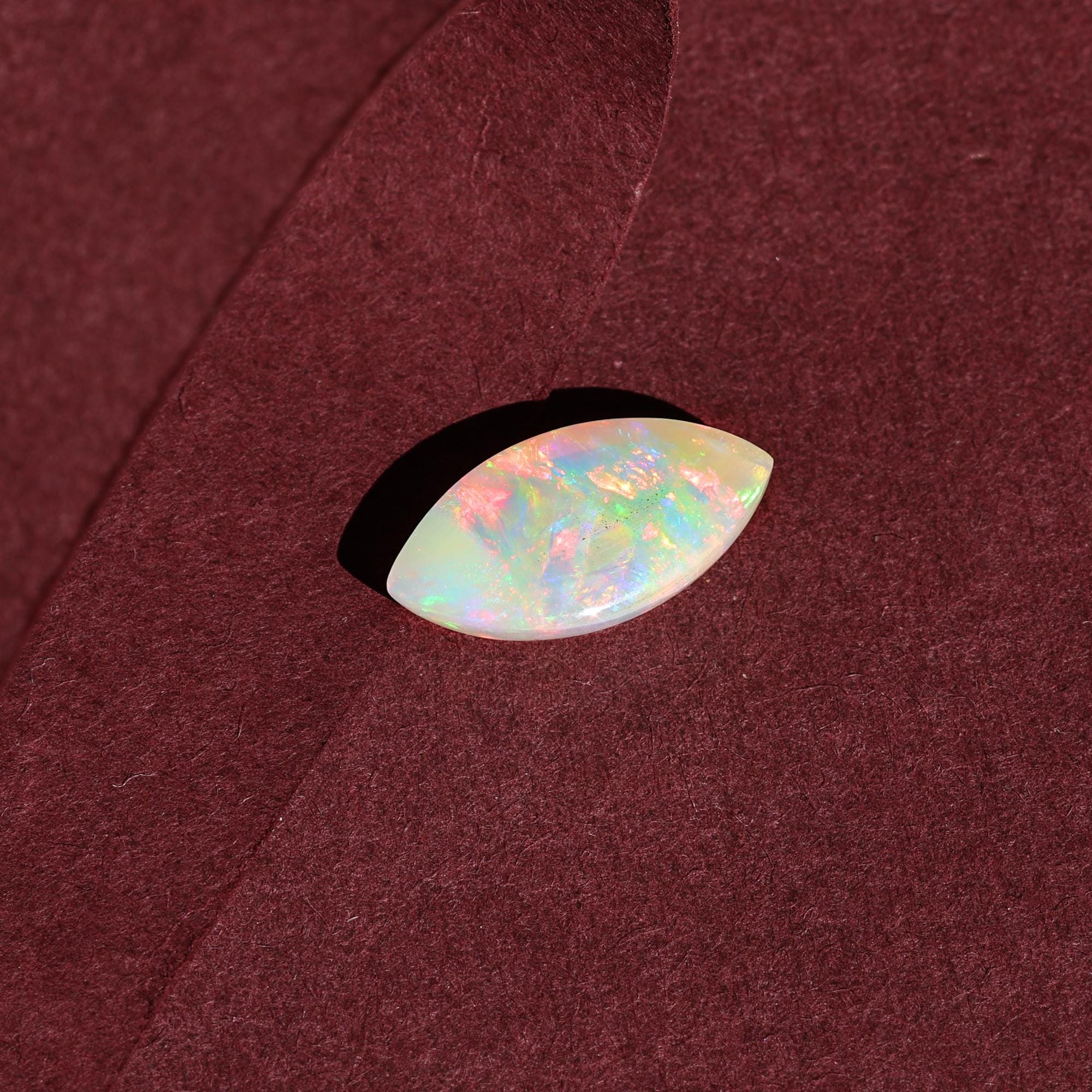 3.20 Carat White Ethiopian Opal Cabochon Gemstone : Marquise Welo Fire Opal Jewelry