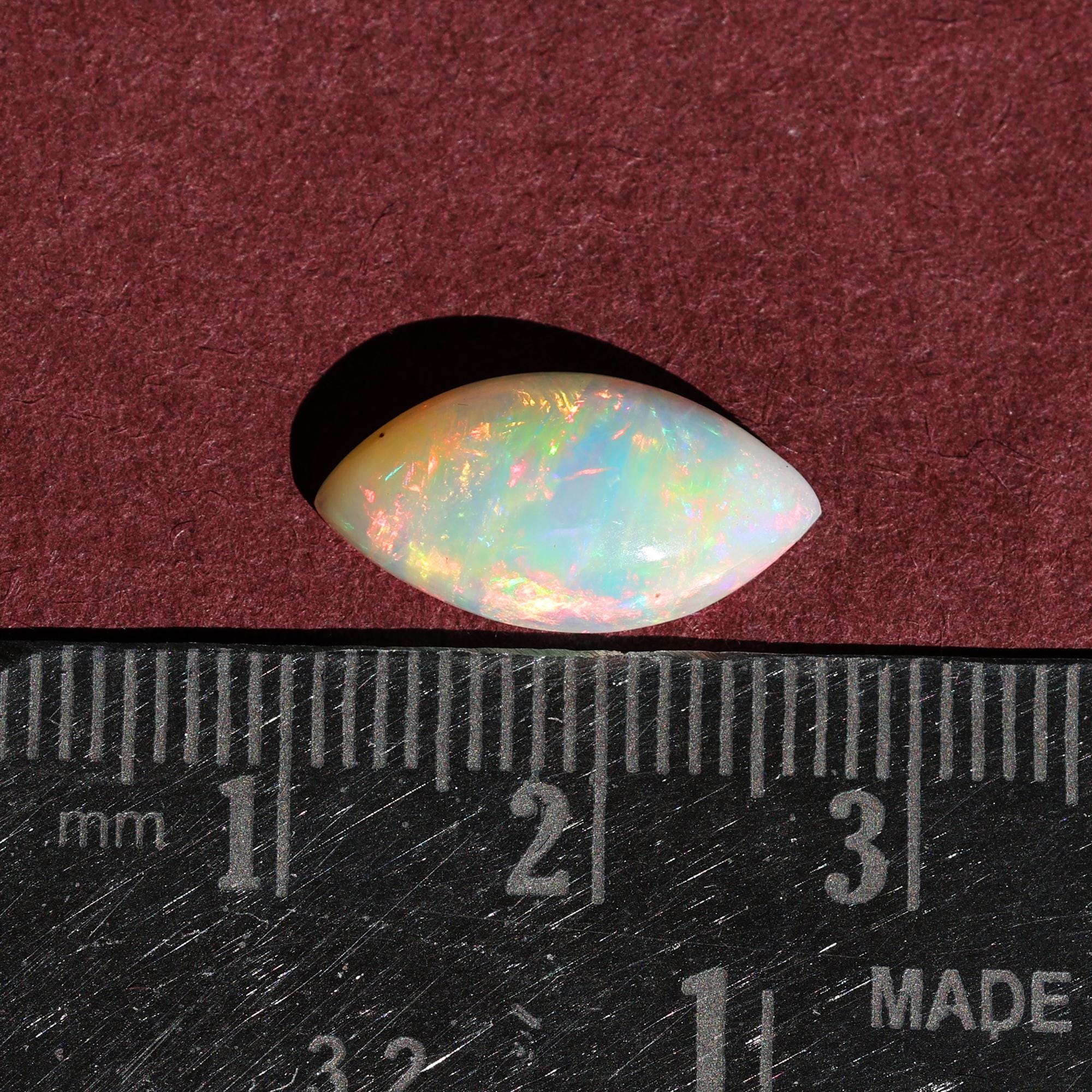3.20 Carat White Ethiopian Opal Cabochon Gemstone : Marquise Welo Fire Opal Jewelry