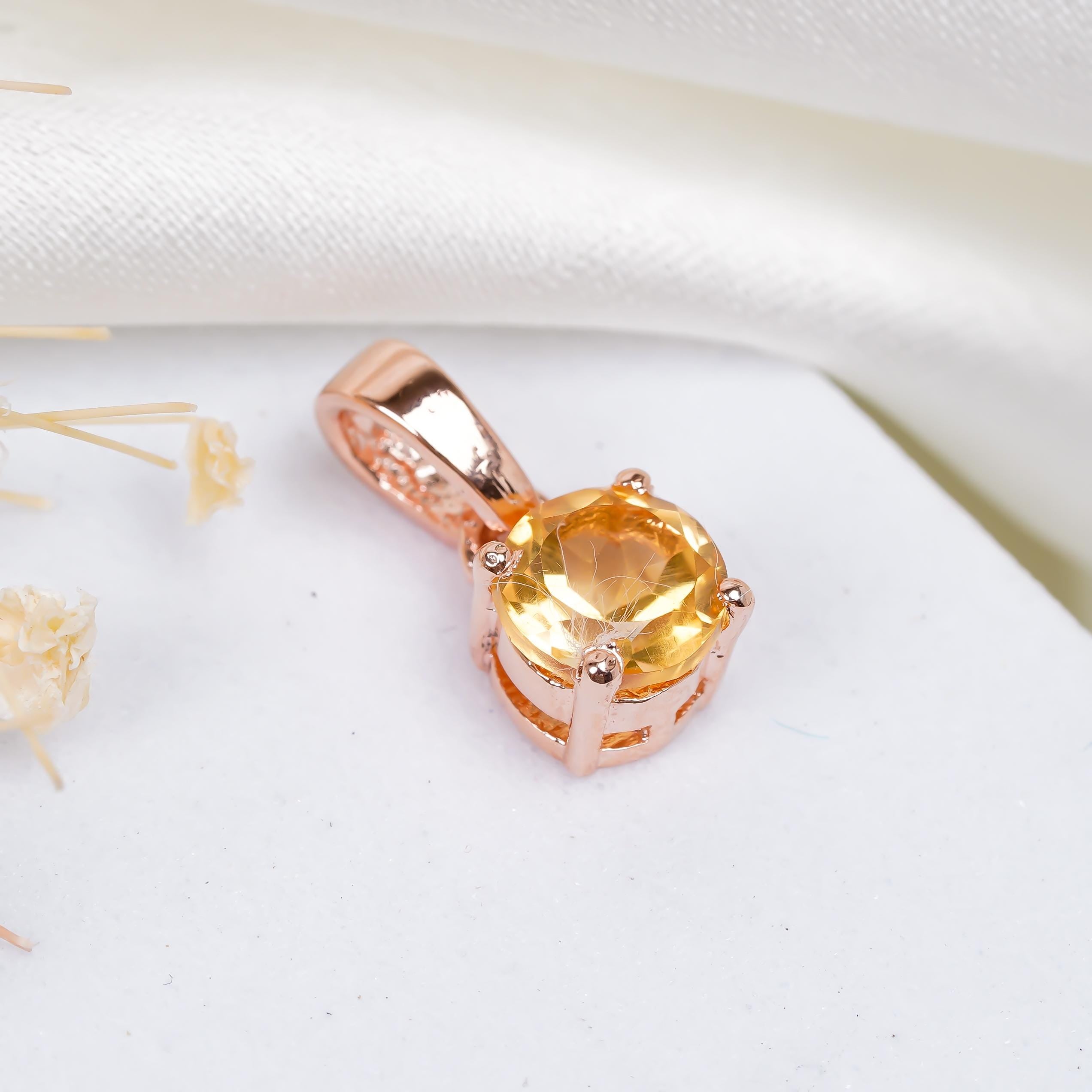 Citrine Pendant Necklace: 925 Sterling Silver, Handmade Gemstone Jewelry