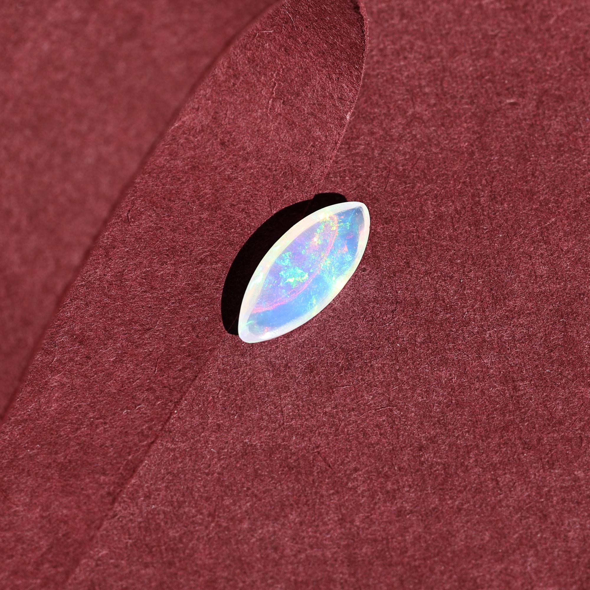 1.90 Carat White Ethiopian Opal Cabochon: Marquise Gemstone Pendant