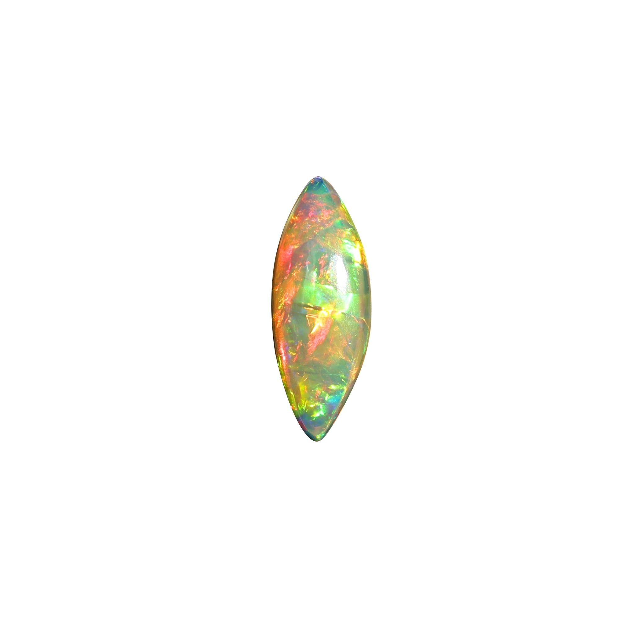 Milky White Ethiopian Opal Gemstone: 1.60 Carat Marquise Cabochon