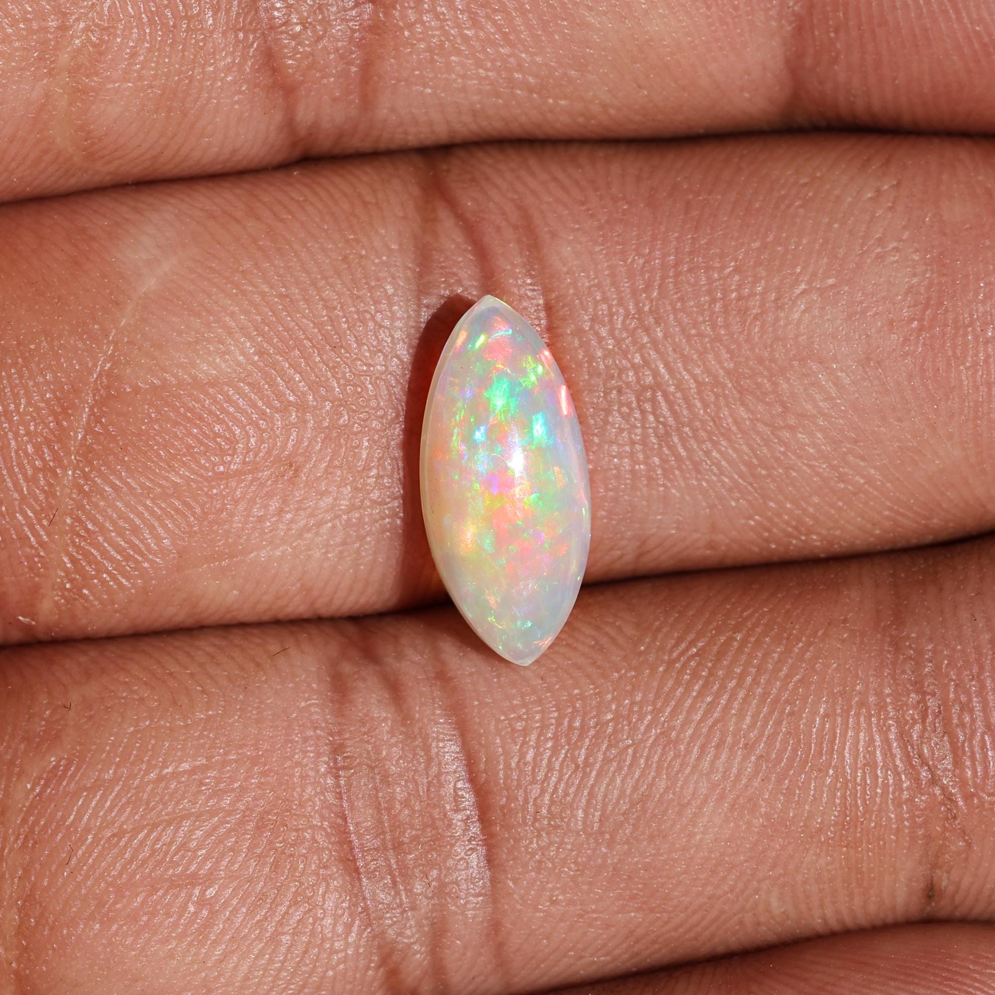 Ethiopian Opal Cabochon: 3.15 Carat Marquise Gemstone for Jewelry
