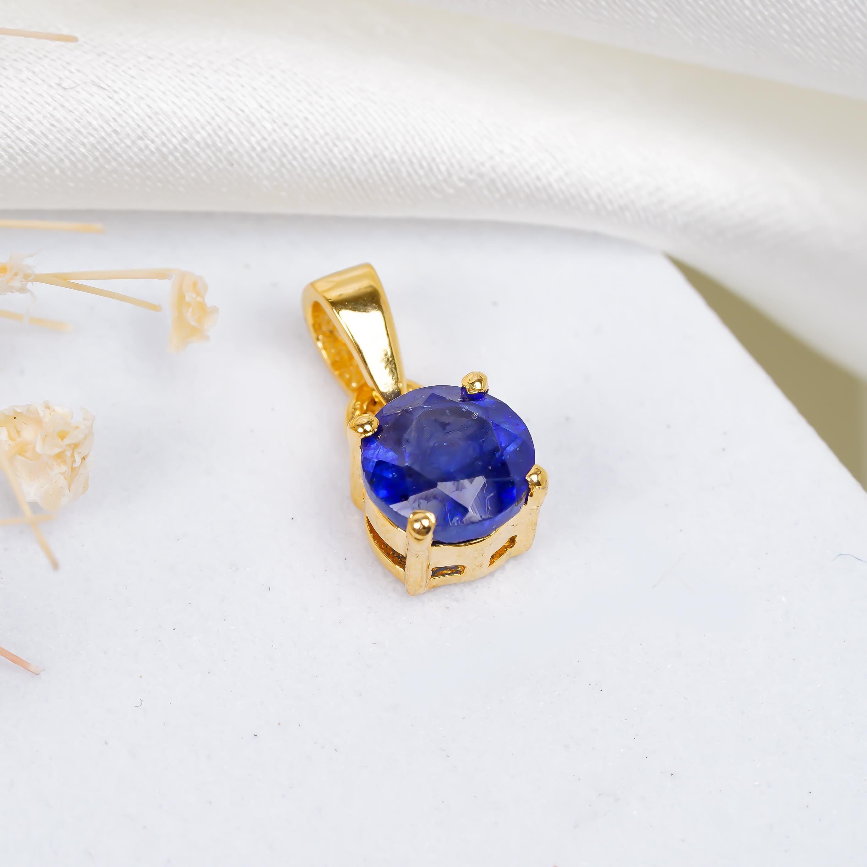 Blue Sapphire Pendant Necklace: 925 Sterling Silver, Handmade Jewelry