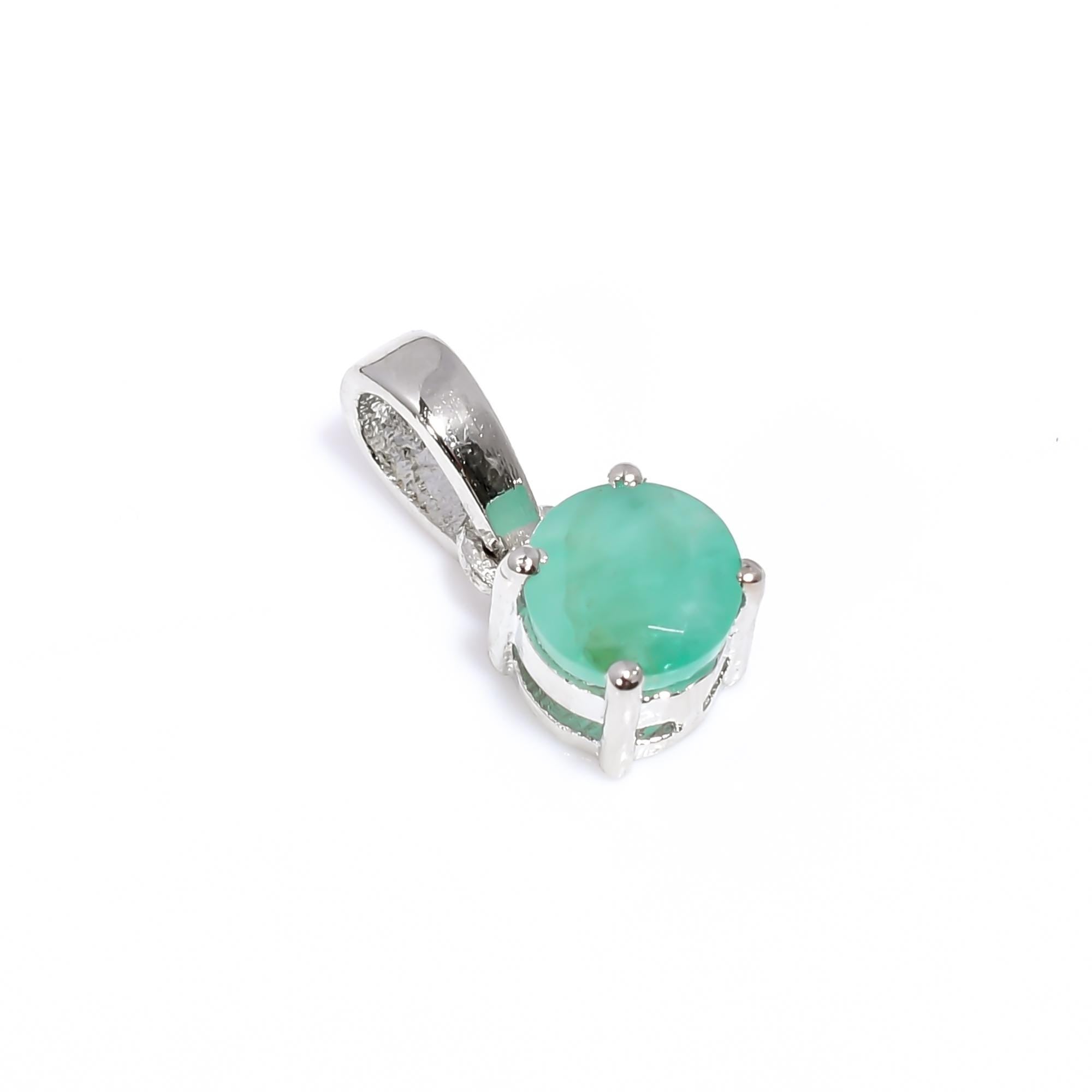 Emerald Pendant Necklace: 925 Sterling Silver, Handmade Gemstone Jewelry