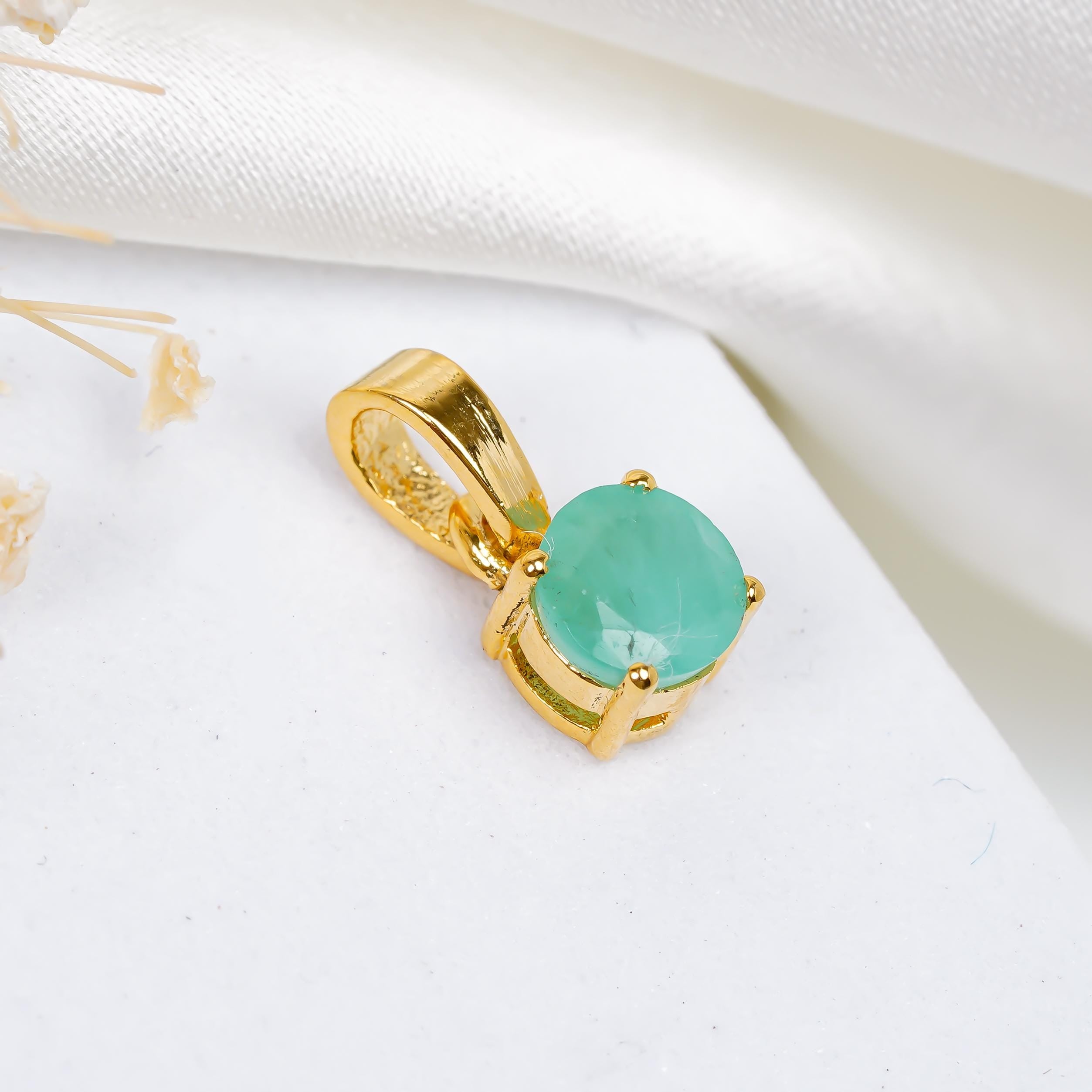 Emerald Pendant Necklace: 925 Sterling Silver, Handmade Gemstone Jewelry