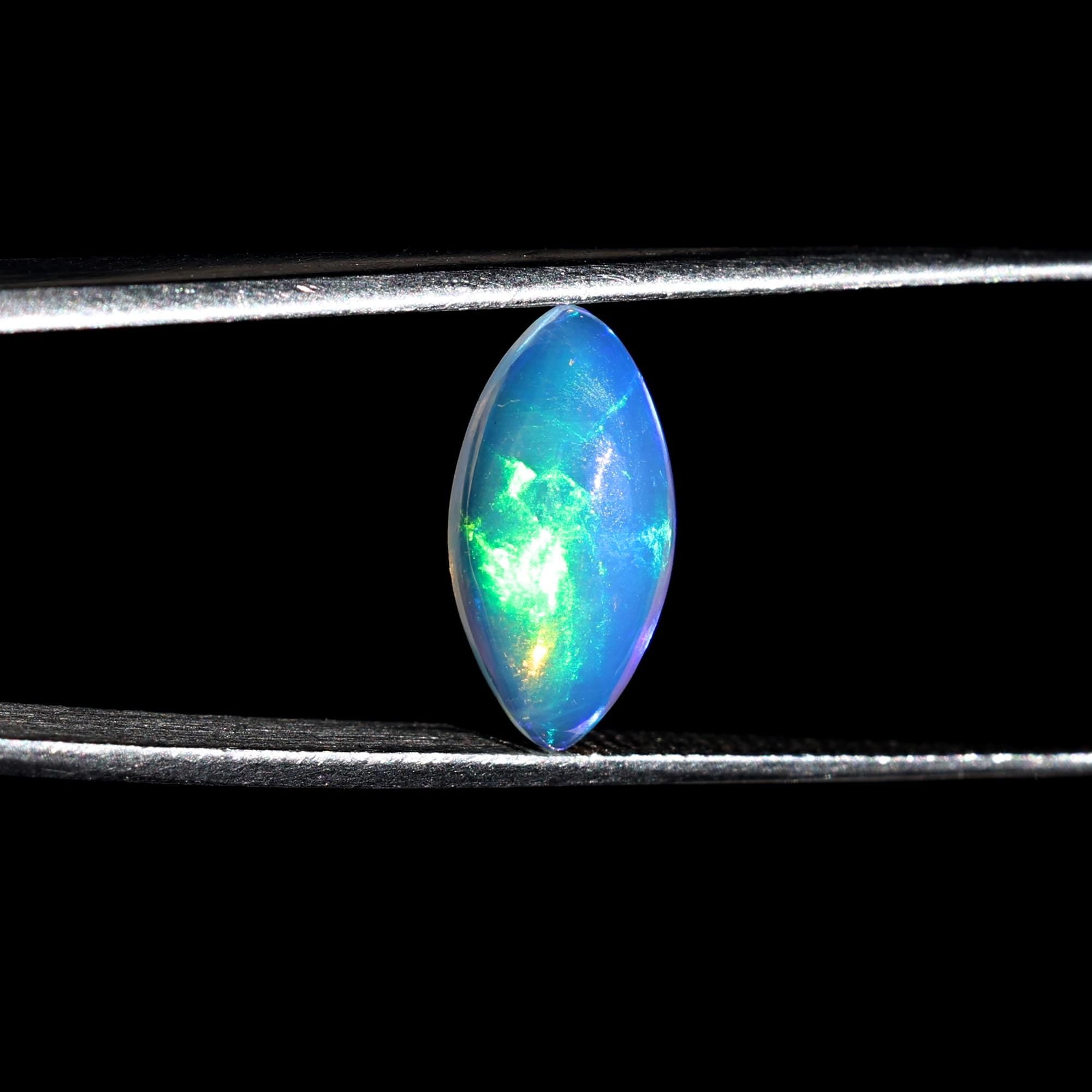 1.82 Carat Welo Fire Opal Cabochon: Marquise Shape Blue Fire Ethiopian Gemstone