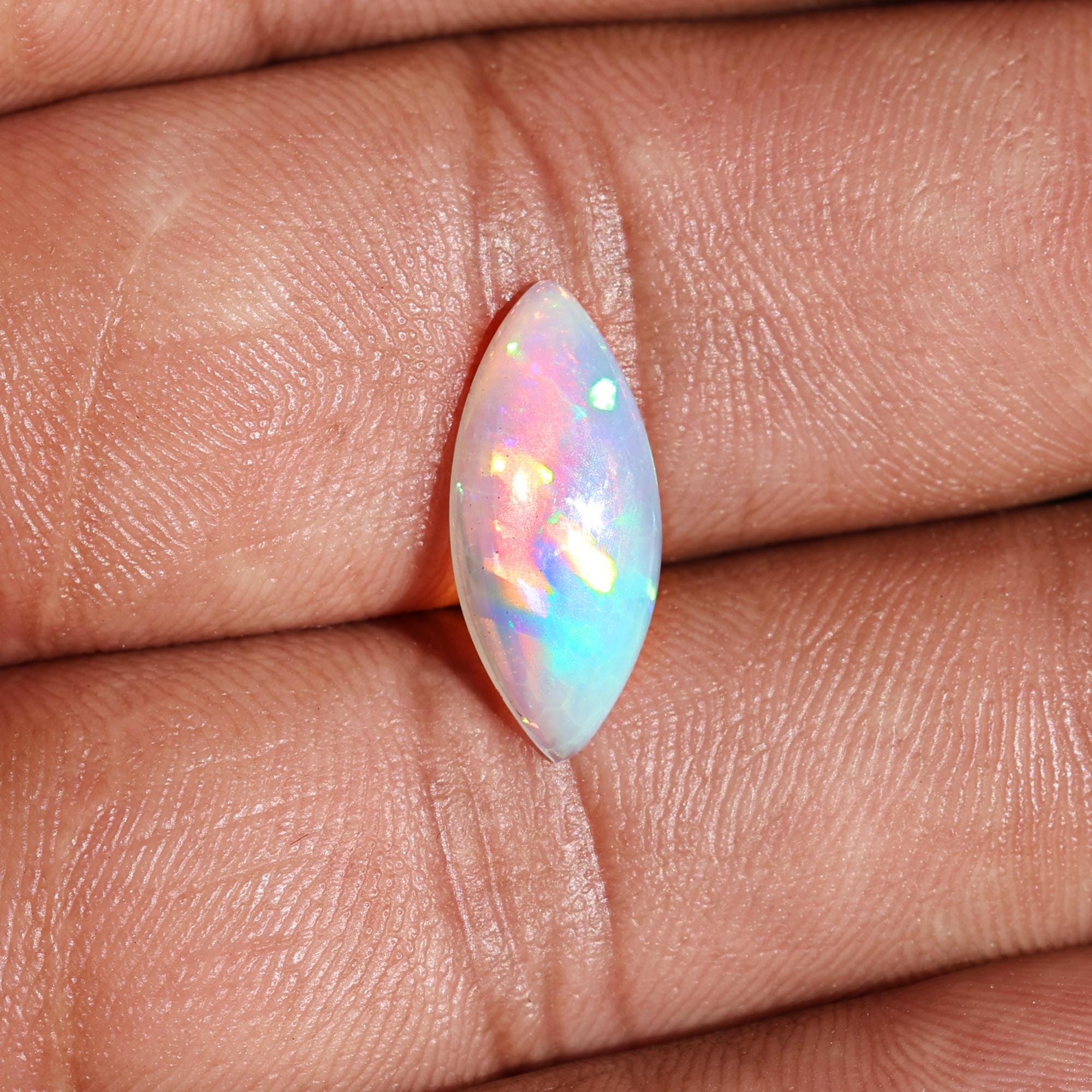 Marquise Ethiopian Opal Cabochon: October Birthstone, 1.96 Carat Loose Gemstone