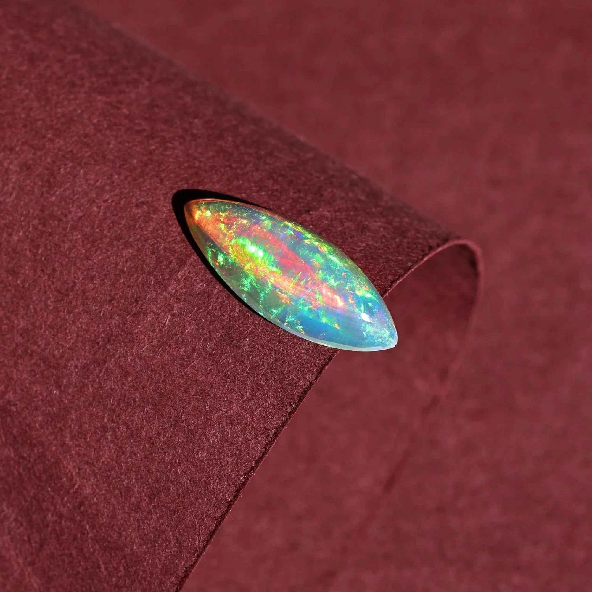 Ethiopian Welo Opal Cabochon: 3.20 ct White Fire Opal Stone loose gemstones
