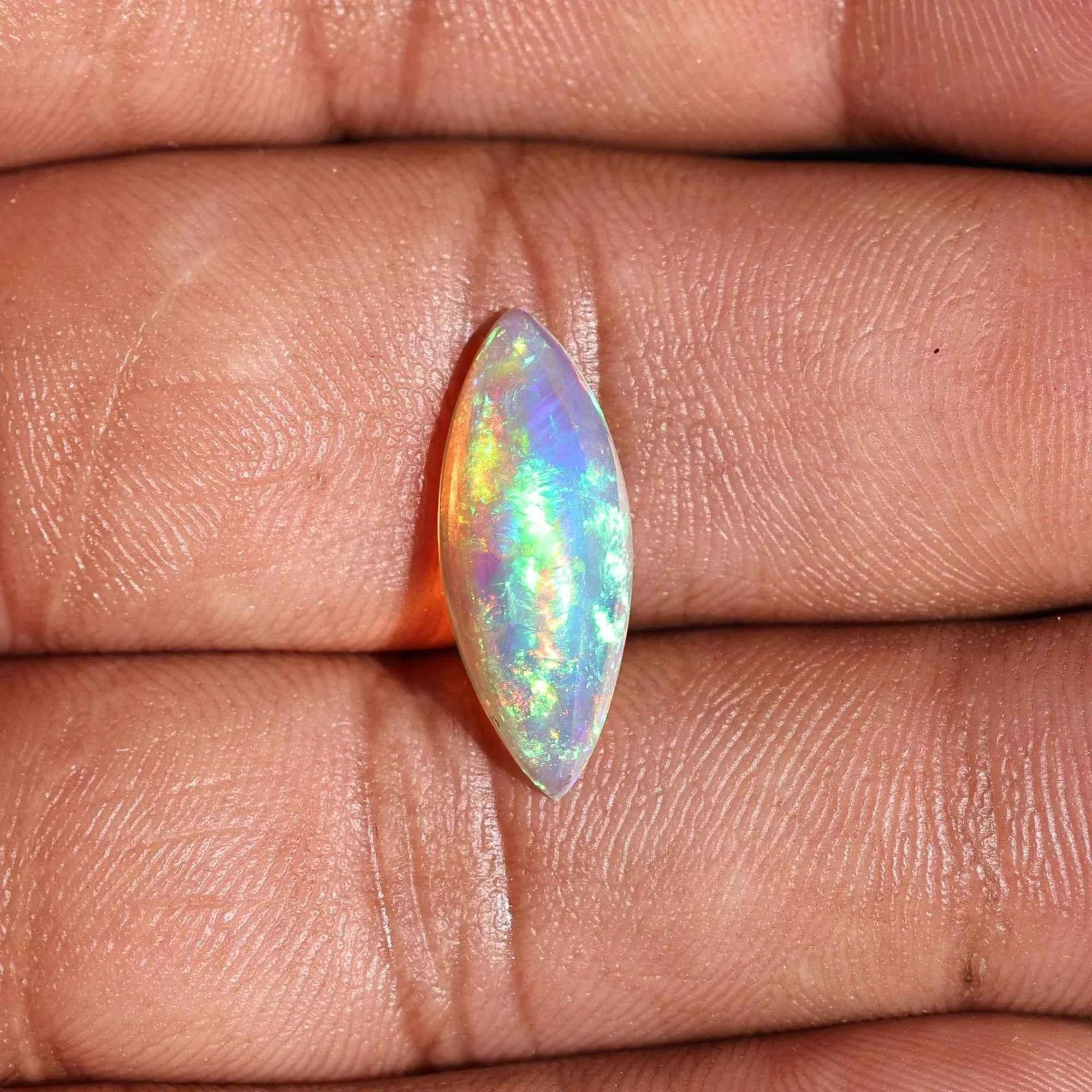 Ethiopian Welo Opal Cabochon: 3.20 ct White Fire Opal Stone loose gemstones