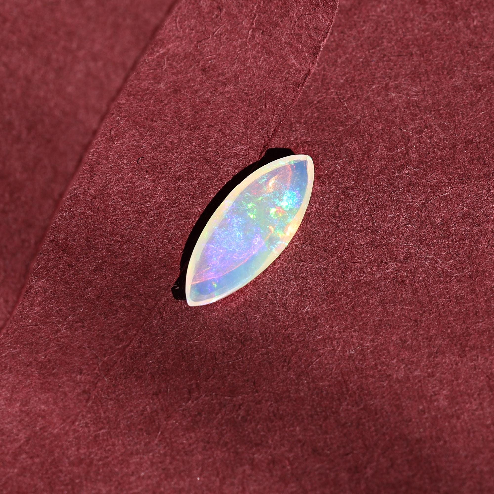 Ethiopian Fire Opal Gemstone: 1.90 Carat Marquise Cabochon