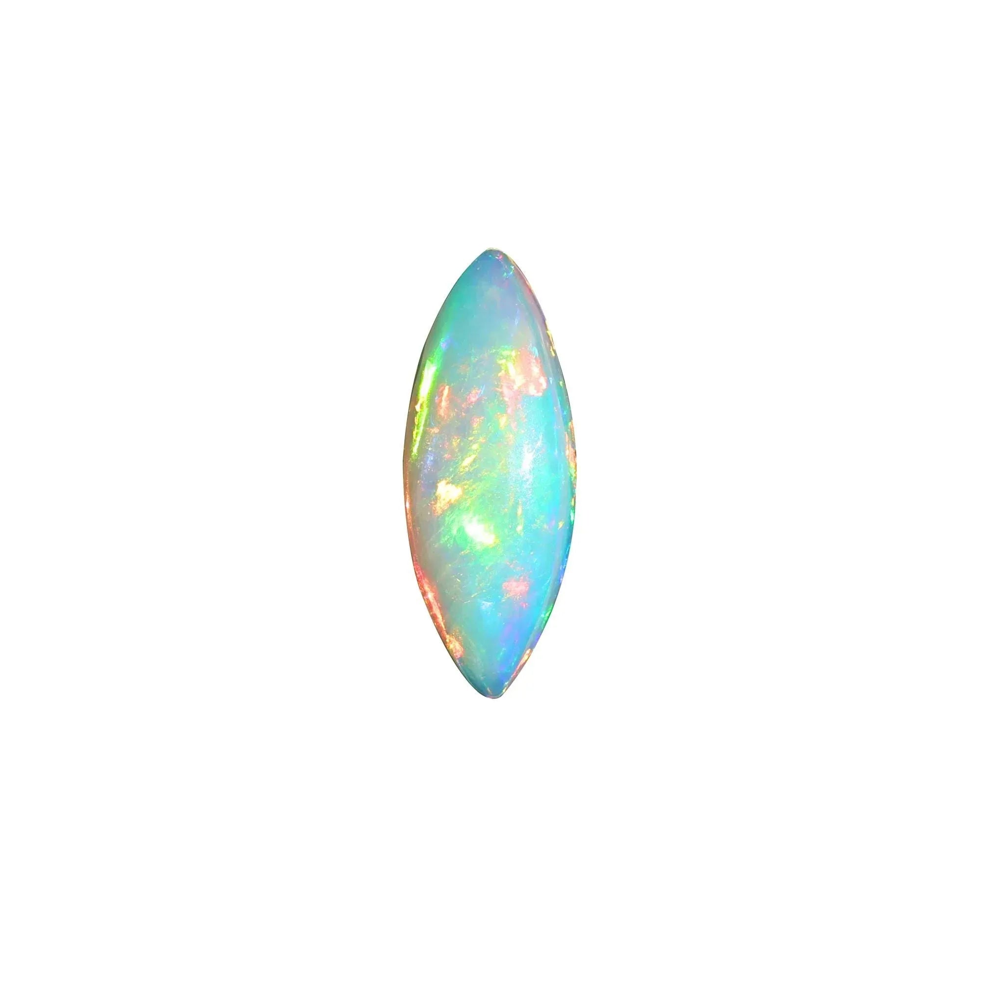 White Fire Ethiopian Opal Cabochon 2.47 Carat Loose Gemstone 7.50x19.00mm loose gemstones