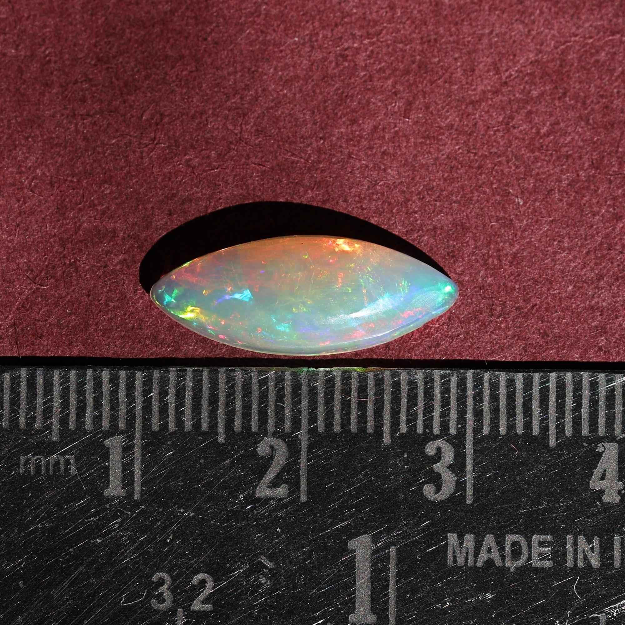 White Fire Ethiopian Opal Cabochon 2.47 Carat Loose Gemstone 7.50x19.00mm loose gemstones