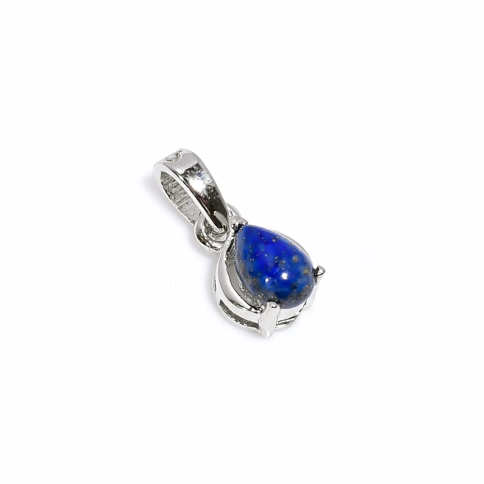 Handmade Lapis Lazuli Pendant: 925 Sterling Silver Pear Jewelry