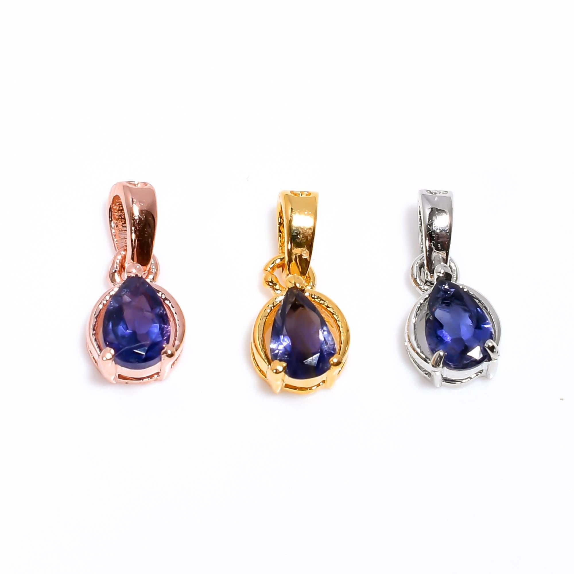 Handmade Iolite 925 Sterling Silver Pendant: Bohemian Gemstone