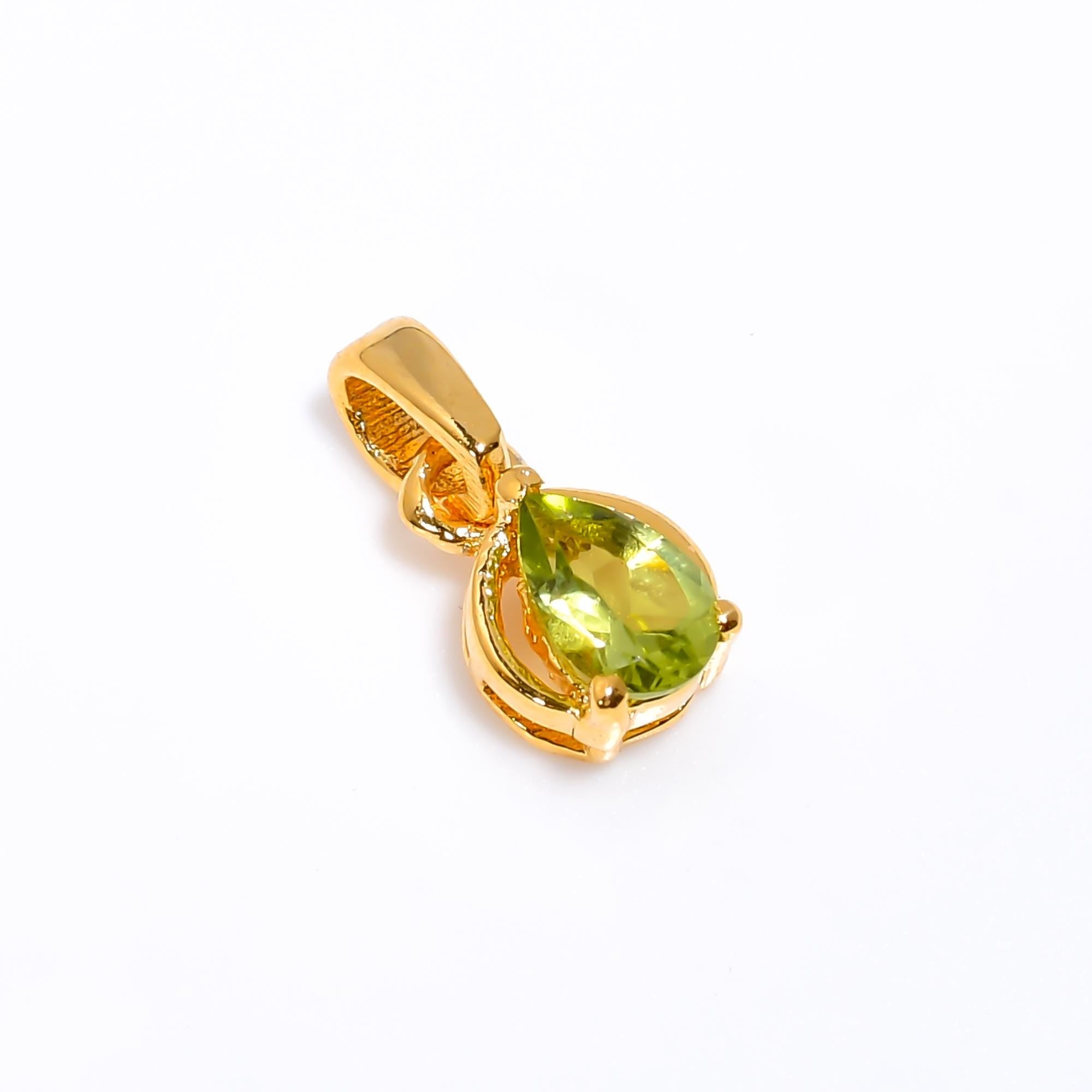 Handmade Peridot Pendant: 925 Sterling Silver Pear Jewelry