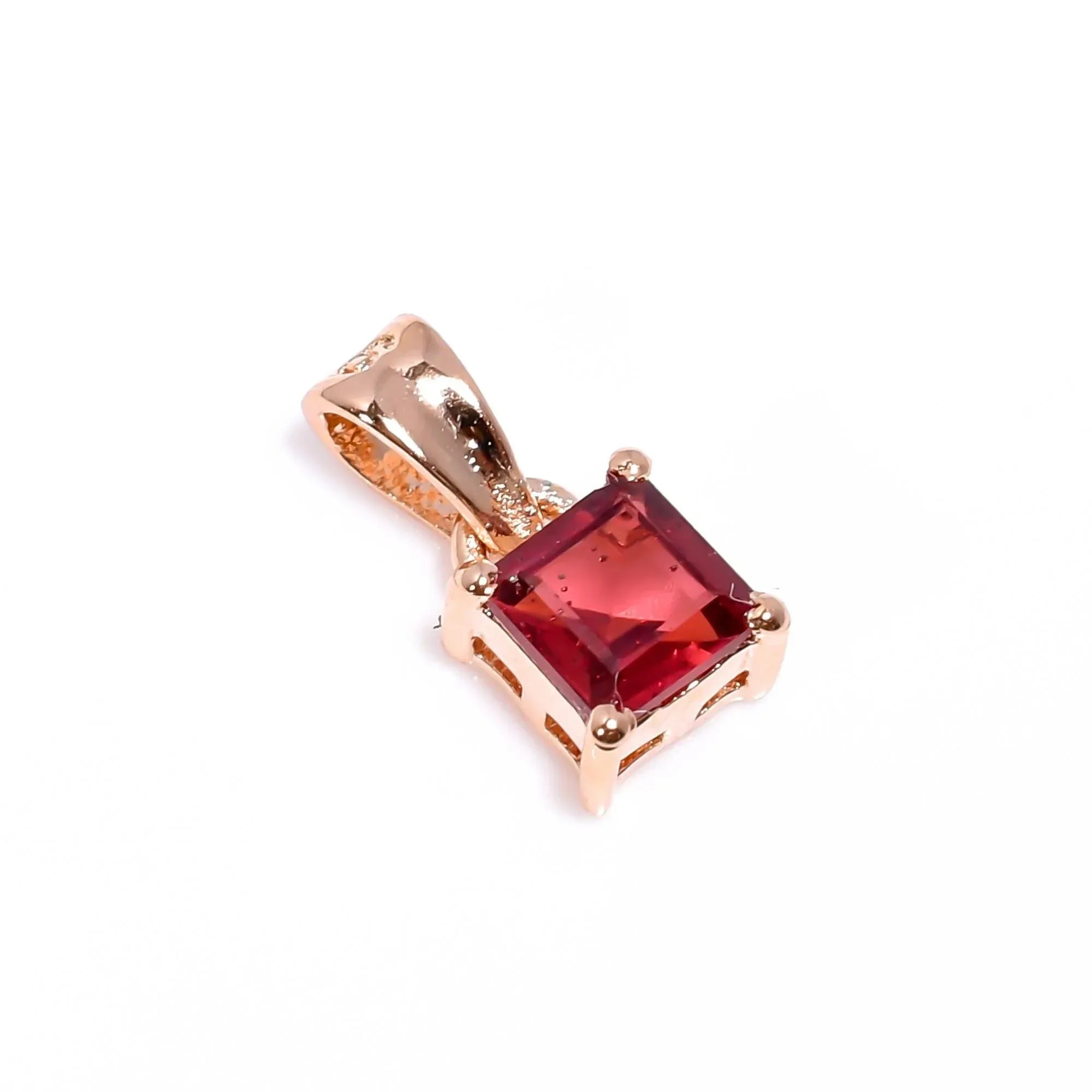 Handmade Square Garnet Pendant: 925 Sterling Silver Jewelry Jewelry