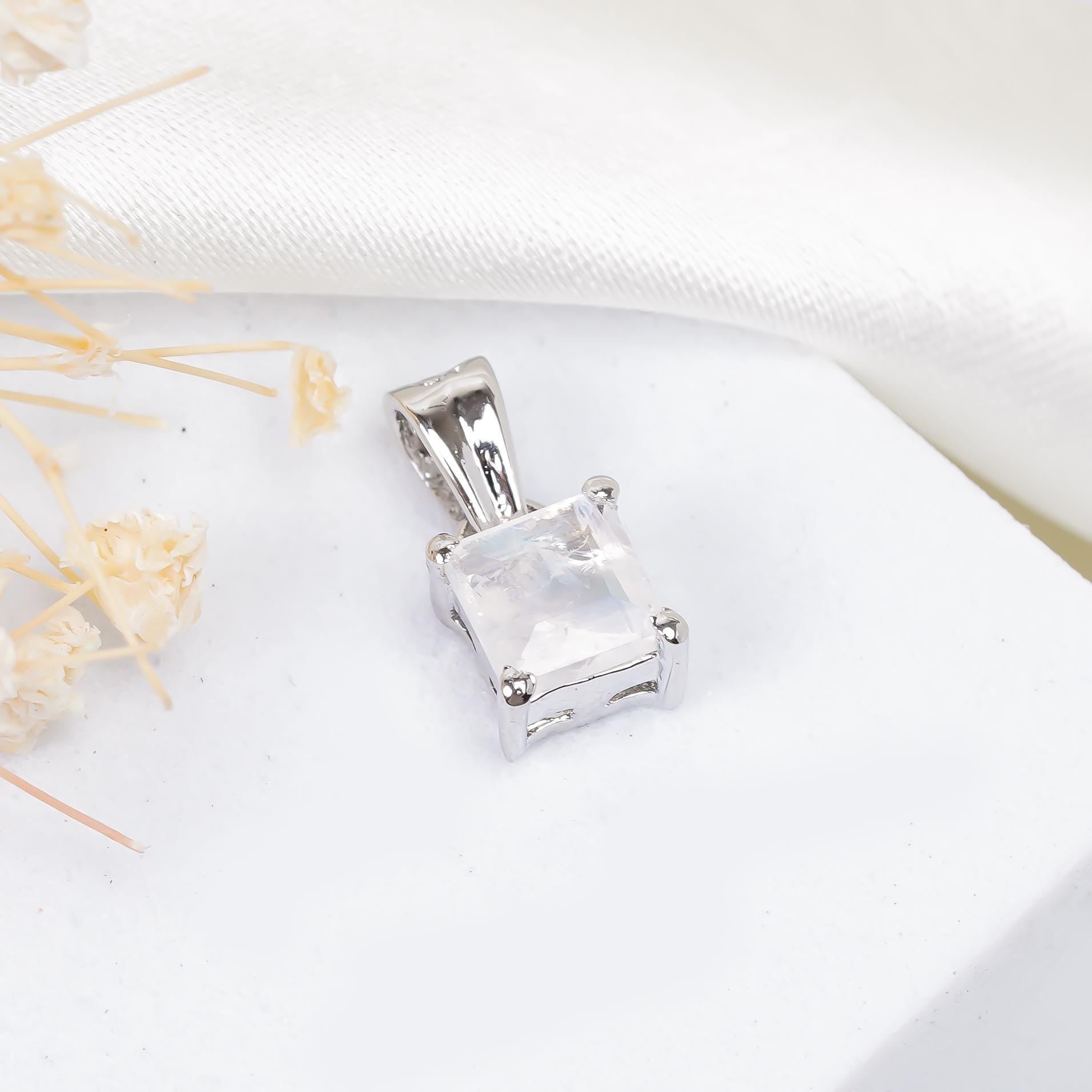 Rainbow Moonstone 925 Sterling Silver Pendant - June Birthstone