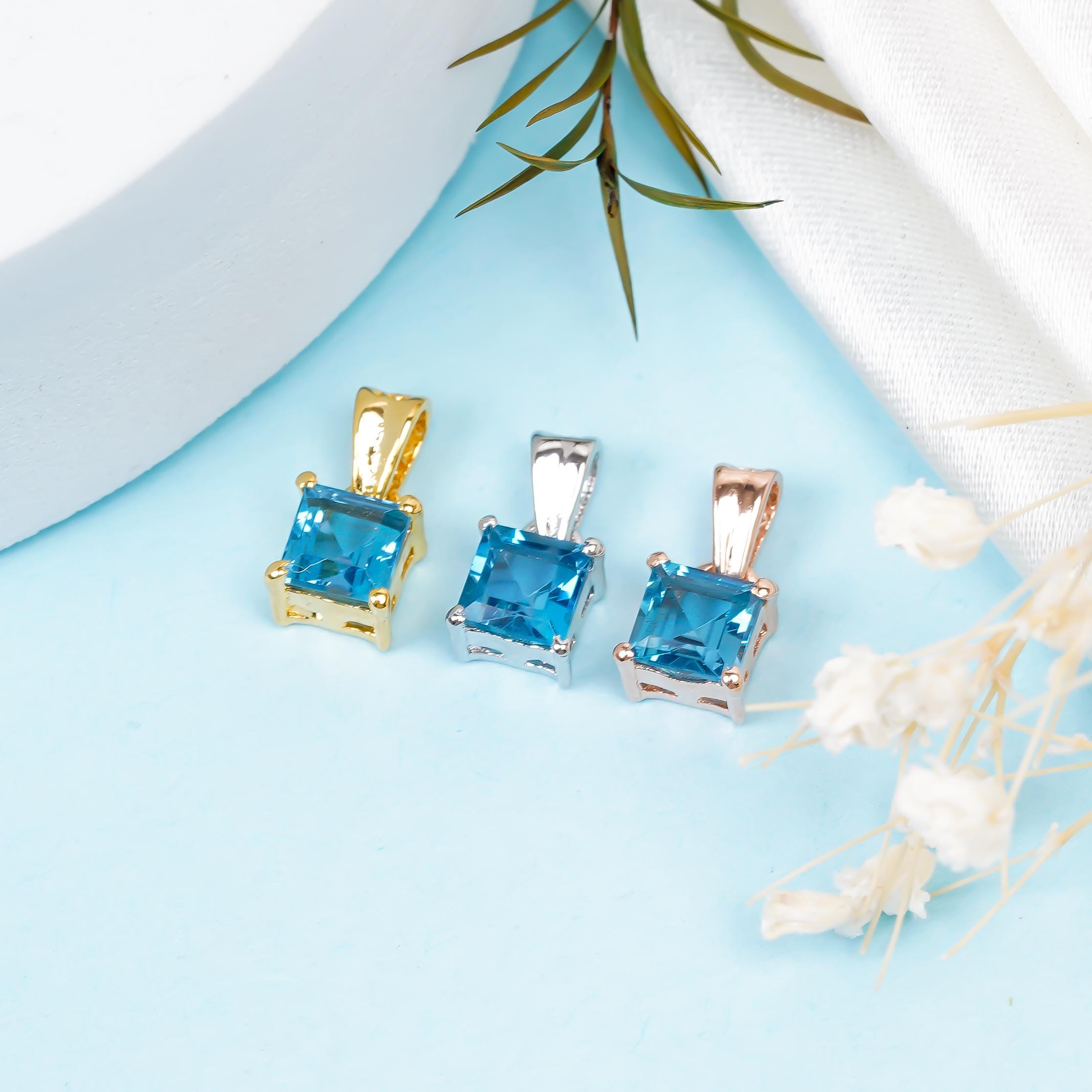 London Blue Topaz Pendant: 925 Sterling Silver, Handmade Gemstone Jewelry