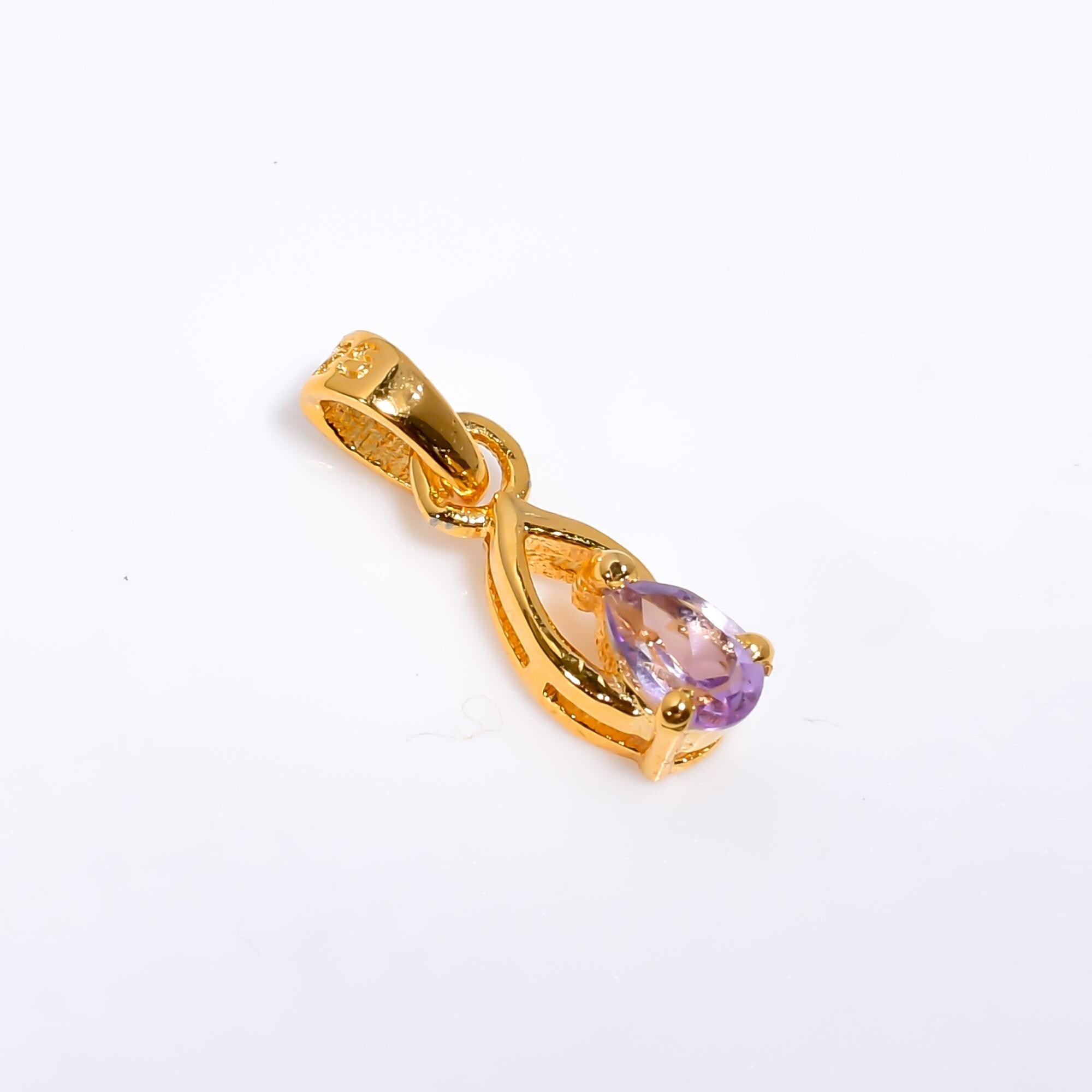 Handmade Pink Amethyst Pendant: 925 Silver Pear Jewelry