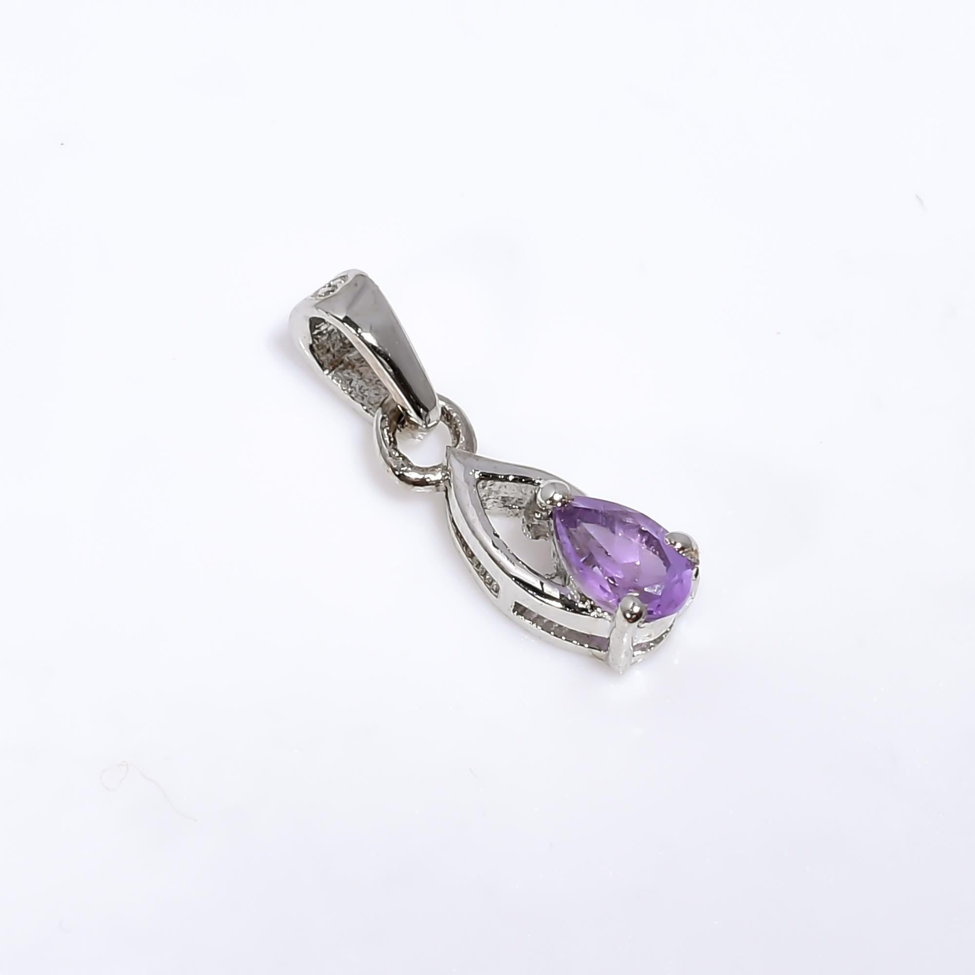 Handmade Pink Amethyst Pendant: 925 Silver Pear Jewelry