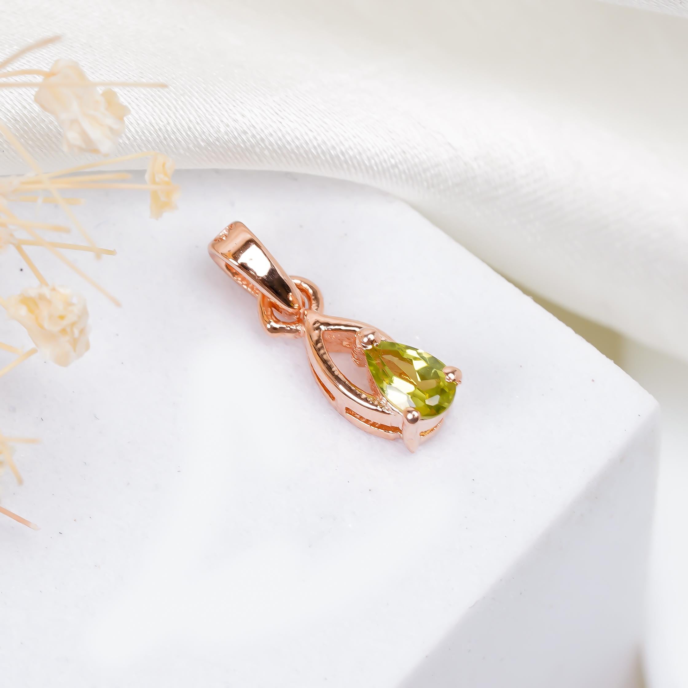Pear Cut Peridot Pendant: Handmade Sterling Silver Gemstone Jewelry