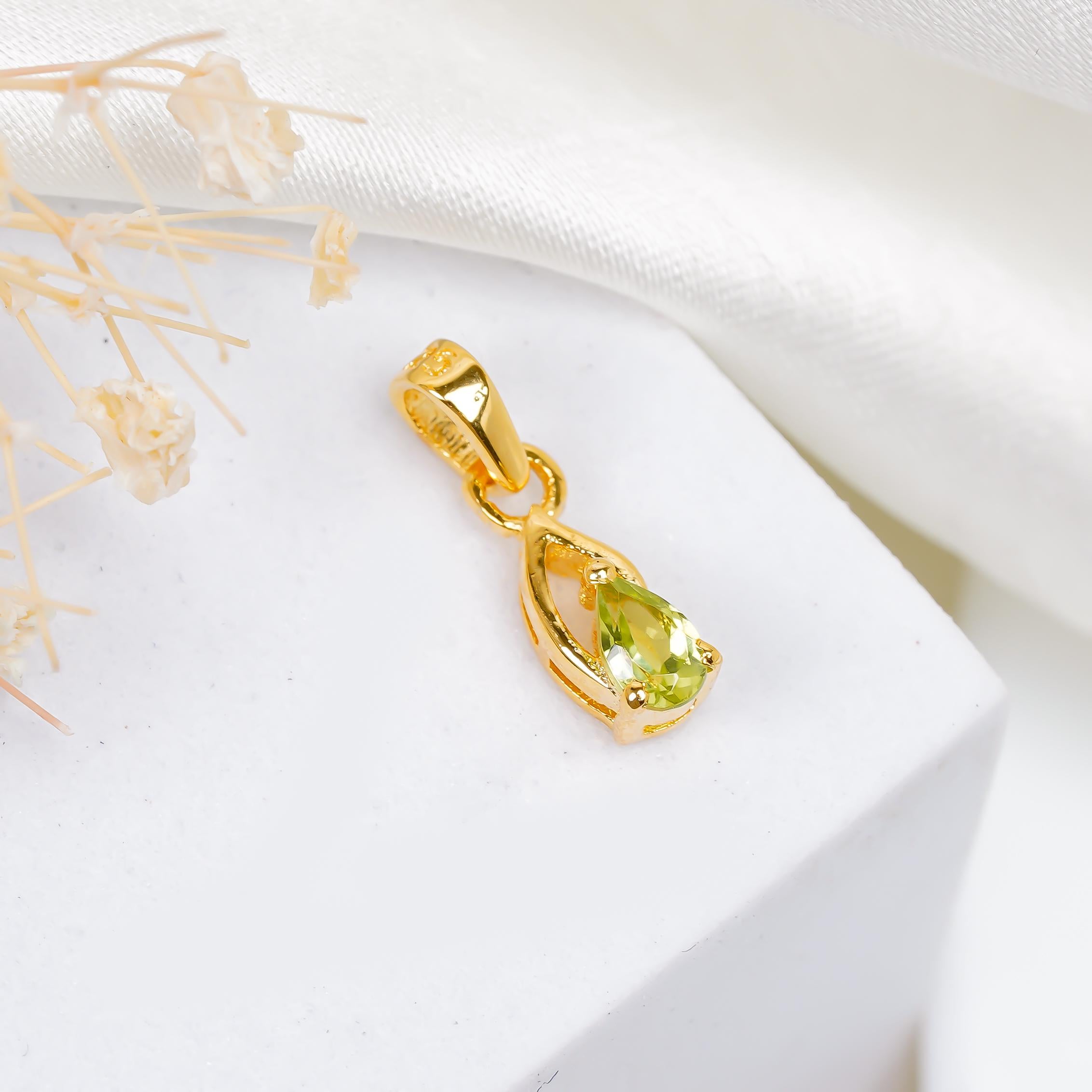 Pear Cut Peridot Pendant: Handmade Sterling Silver Gemstone Jewelry
