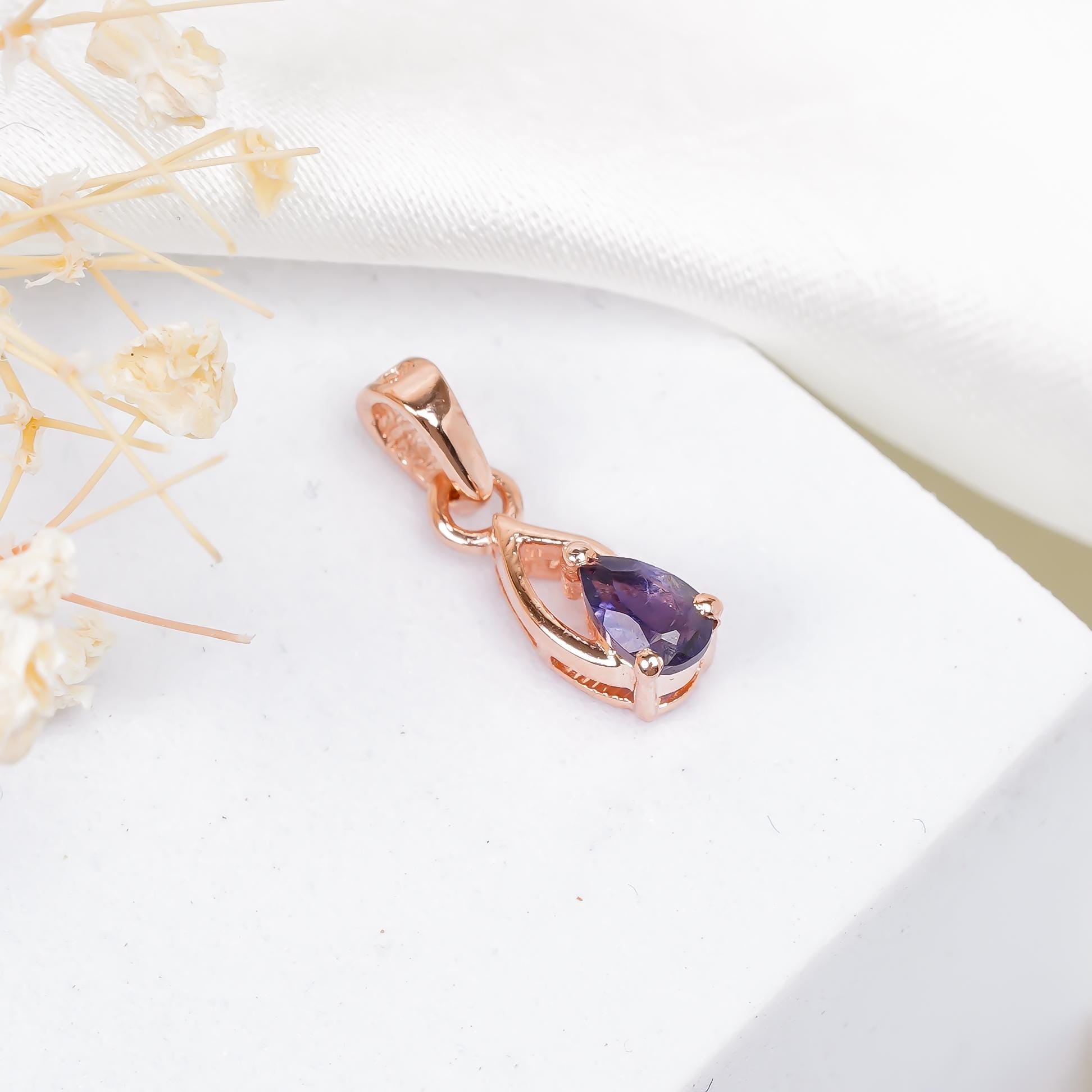 Pear Iolite Pendant: 925 Sterling Silver Gemstone Jewelry