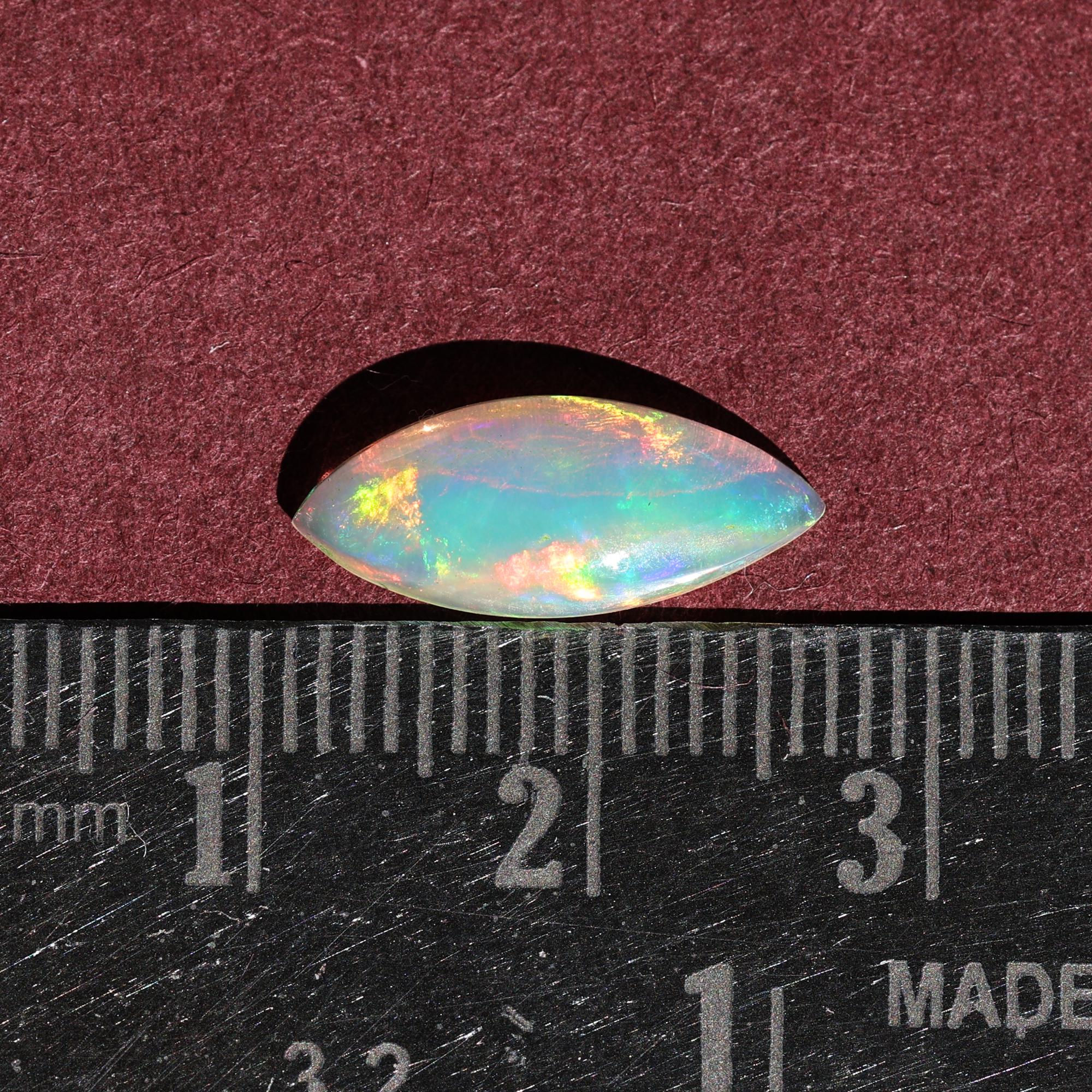 Marquise Ethiopian Opal Cabochon: October Birthstone, 1.60 Carat Loose Gemstone