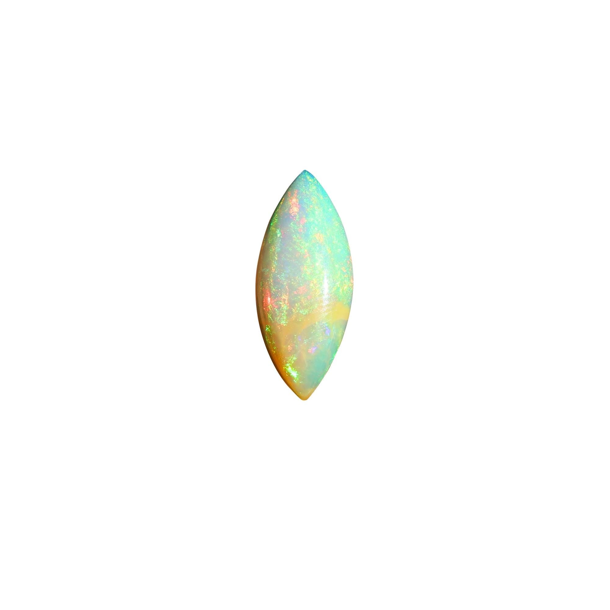 1.56 Carat Marquise White Ethiopian Opal Cabochon: Fire Opal Gemstone