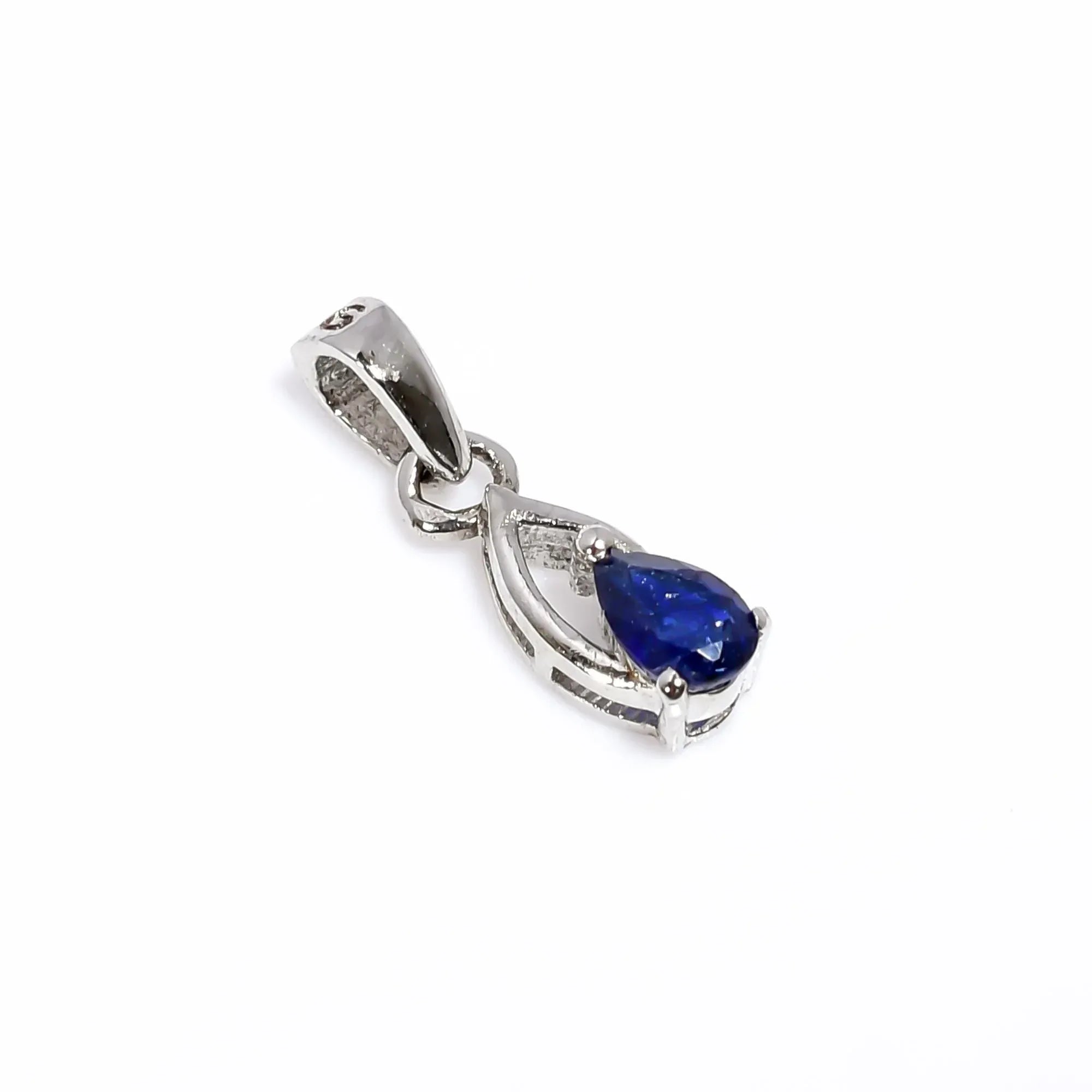 Handmade Pear Blue Sapphire Pendant: 925 Sterling Silver Gemstone Jewelry Jewelry