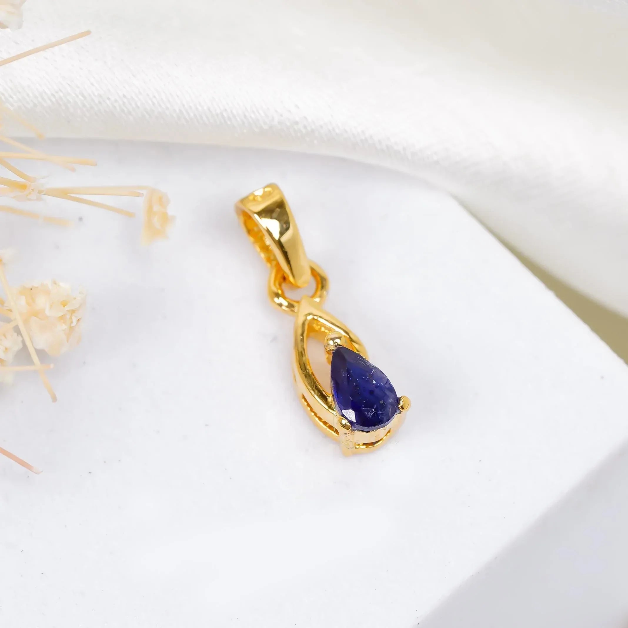 Handmade Pear Blue Sapphire Pendant: 925 Sterling Silver Gemstone Jewelry Jewelry