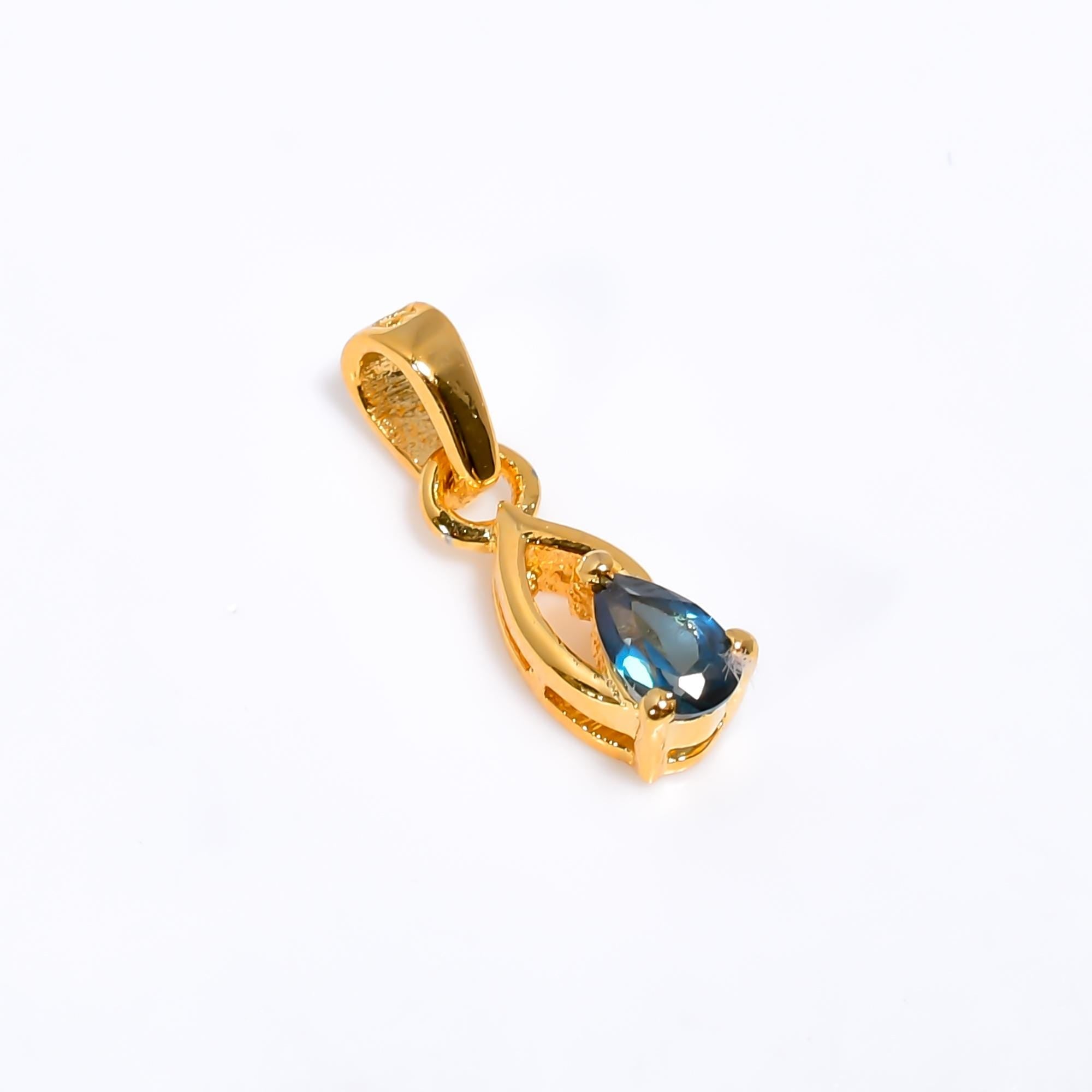 London Blue Topaz 925 Silver Pear Pendant - December Birthstone