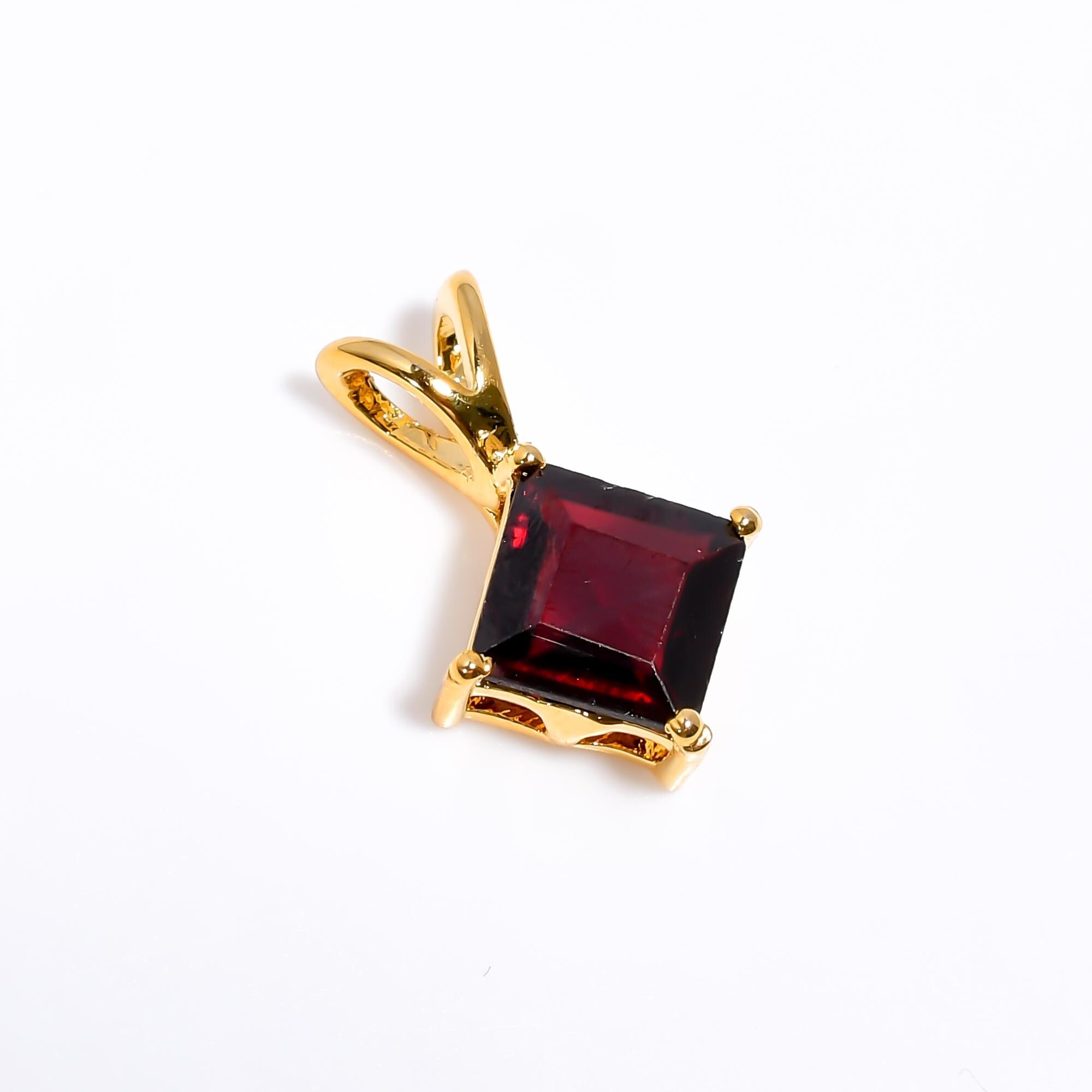 Rhodolite Garnet Pendant: 925 Sterling Silver, 8mm Square Bohemian Jewelry