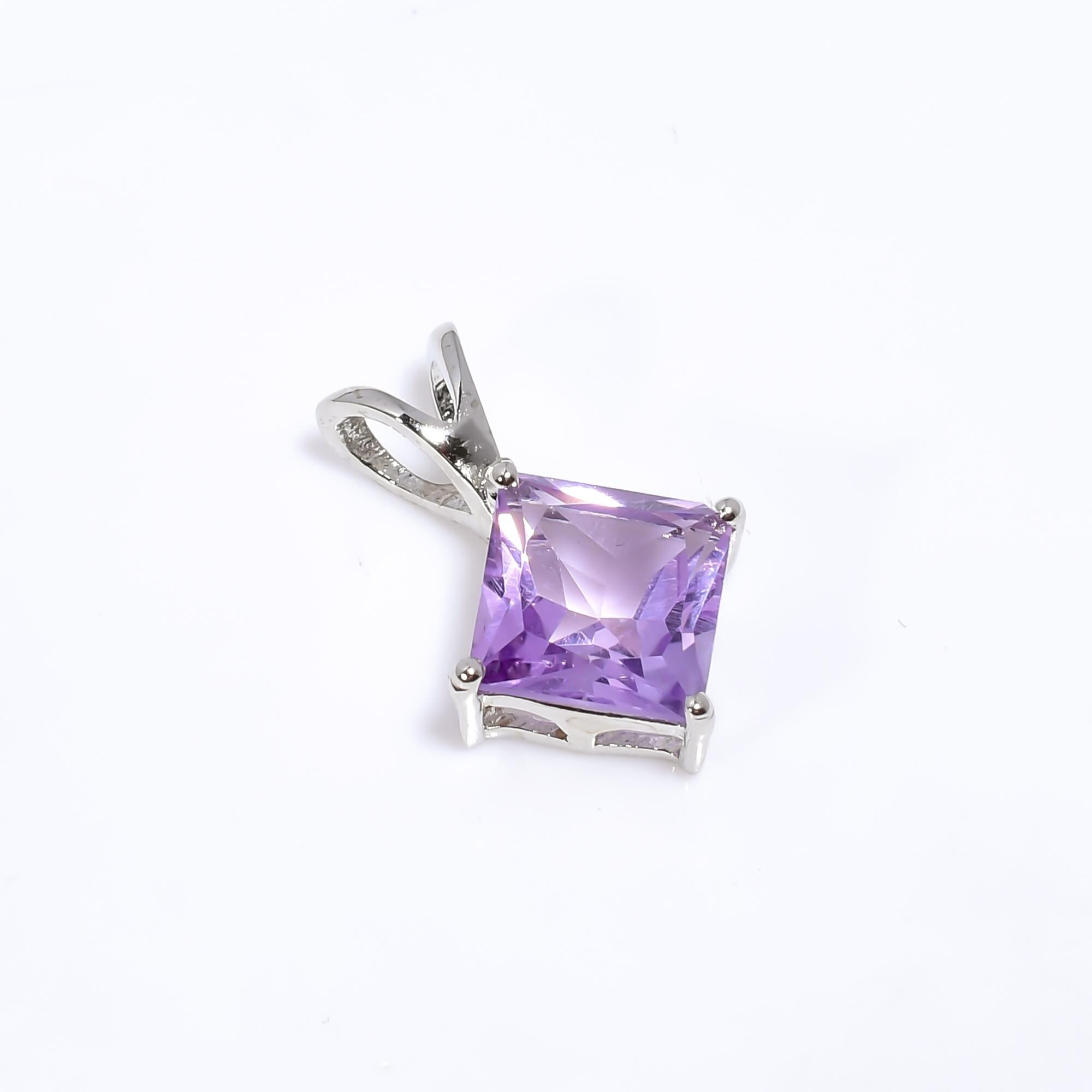 Dainty Pink Amethyst 925 Silver Pendant: February Birthstone