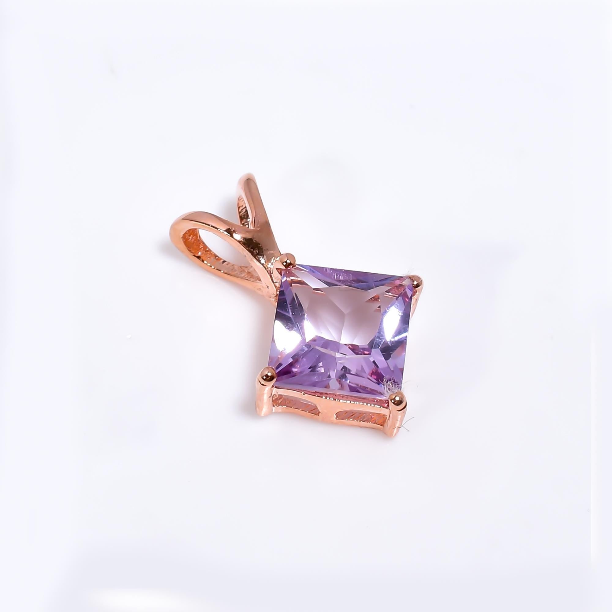 Dainty Pink Amethyst 925 Silver Pendant: February Birthstone