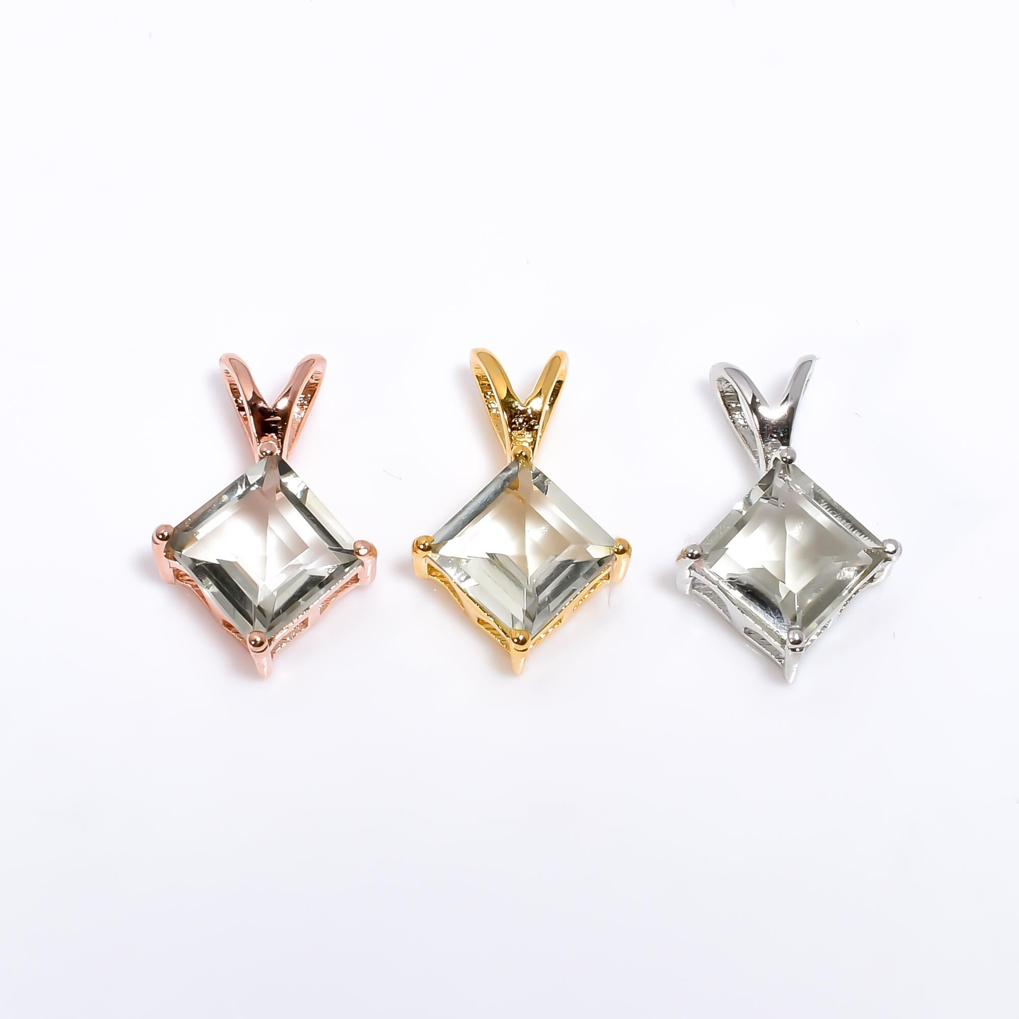 Green Amethyst Pendant: Bohemian Sterling Silver Jewelry, Handmade