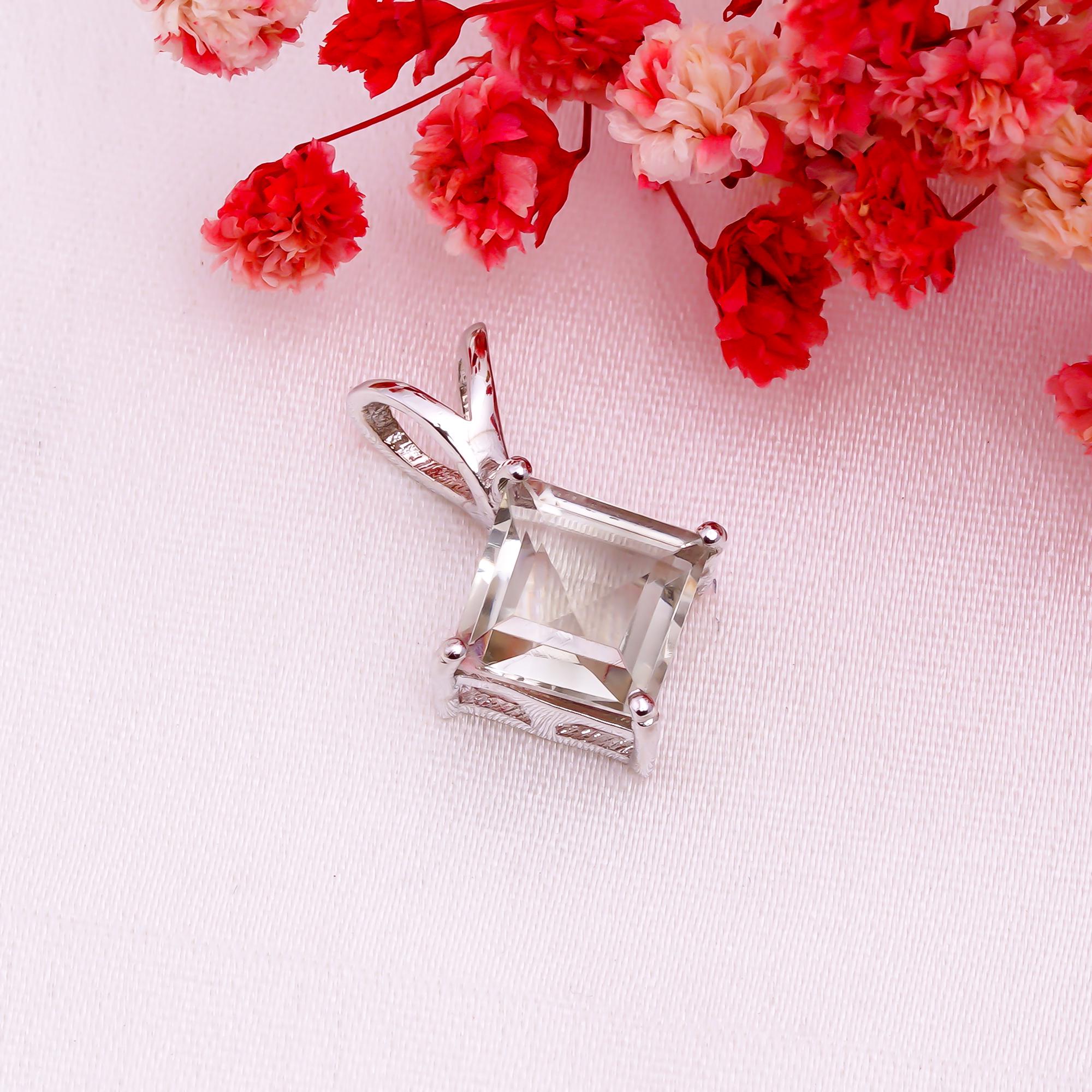 Green Amethyst Pendant: Bohemian Sterling Silver Jewelry, Handmade