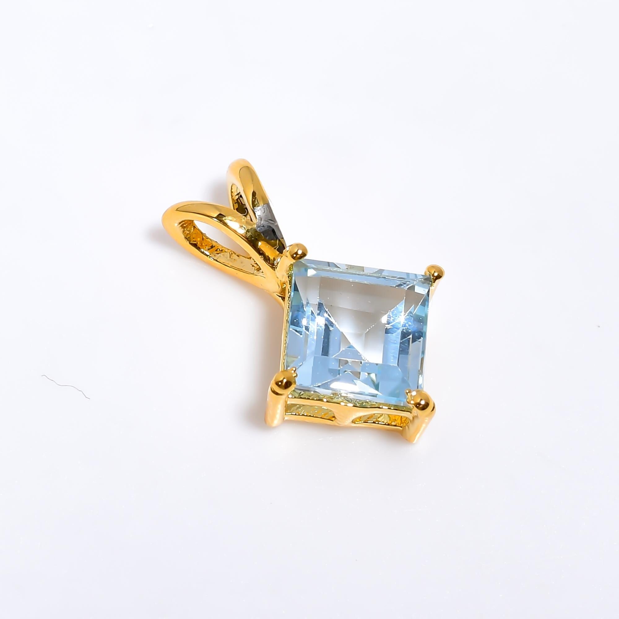 Sky Blue Topaz Pendant: Handmade 925 Sterling Silver, Bohemian Jewelry