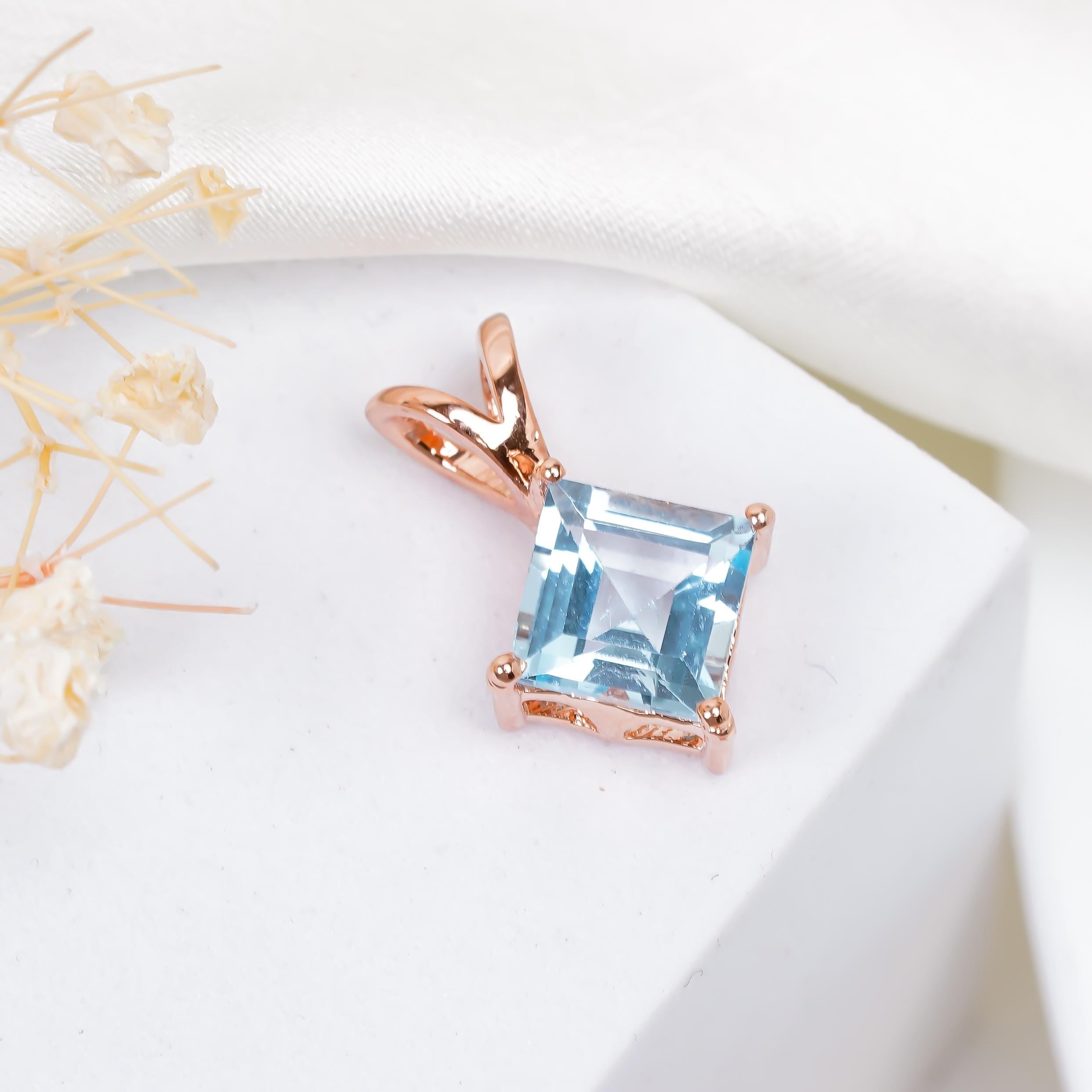 Sky Blue Topaz Pendant: Handmade 925 Sterling Silver, Bohemian Jewelry