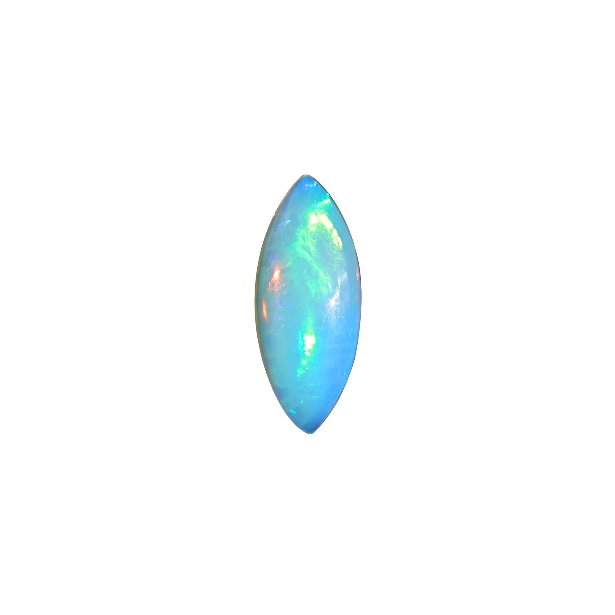 2.85 Carat White Ethiopian Fire Opal Gemstone: Marquise Cabochon Stone Making Jewelry