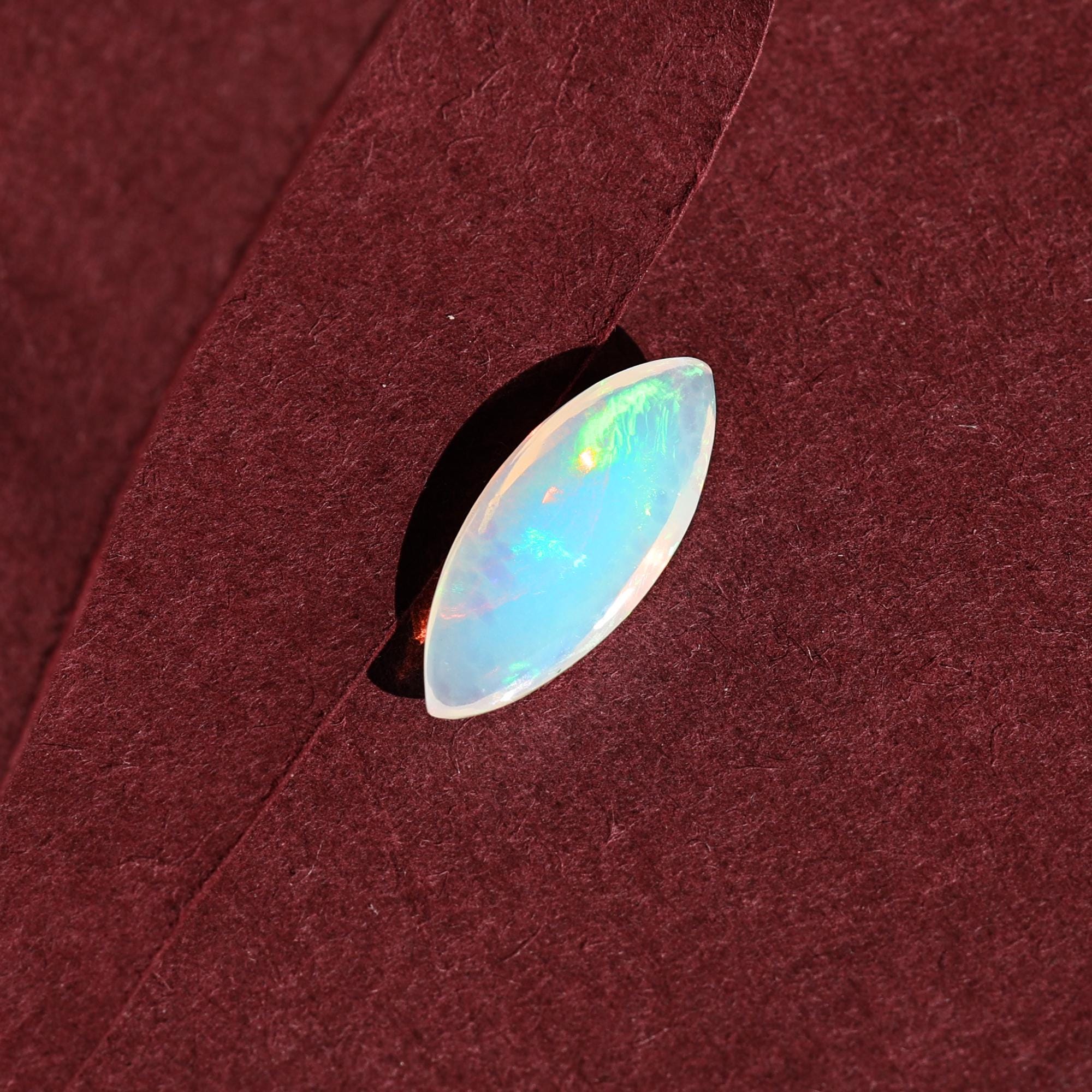 2.85 Carat White Ethiopian Fire Opal Gemstone: Marquise Cabochon Stone Making Jewelry