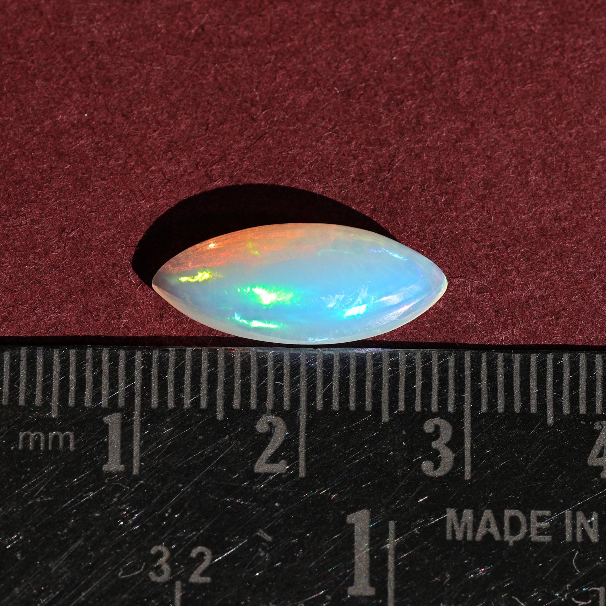 2.85 Carat White Ethiopian Fire Opal Gemstone: Marquise Cabochon Stone Making Jewelry