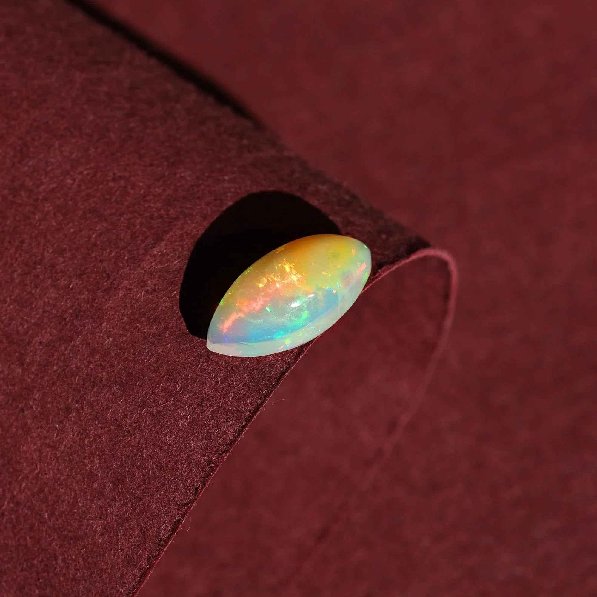 Ethiopian White Opal Cabochon: 1.85 Carat Marquise Fire Opal loose gemstones