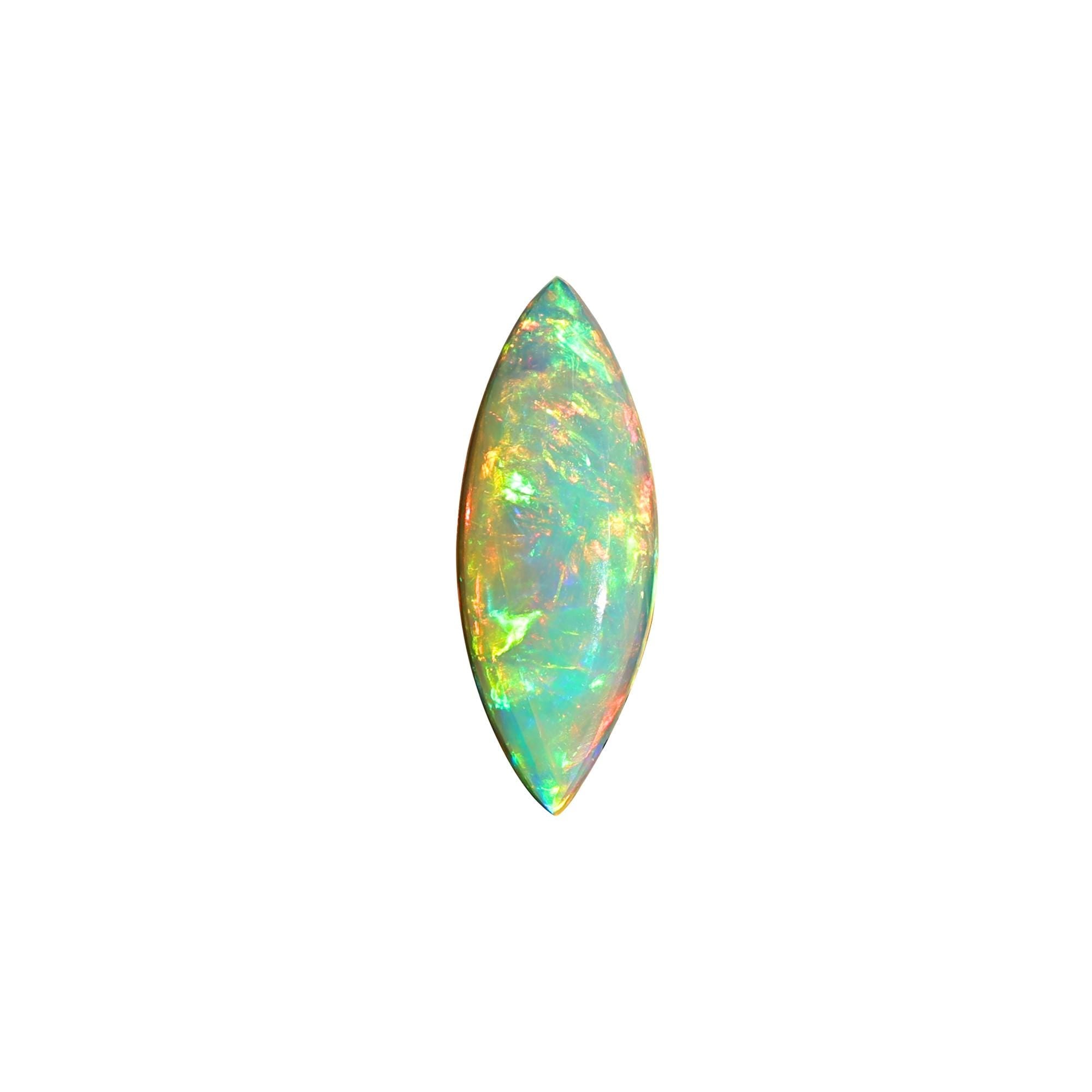 1.48 Carat White Ethiopian Opal Cabochon: Marquise Fire Opal Gemstone, Jewelry Making (6x15.50mm)