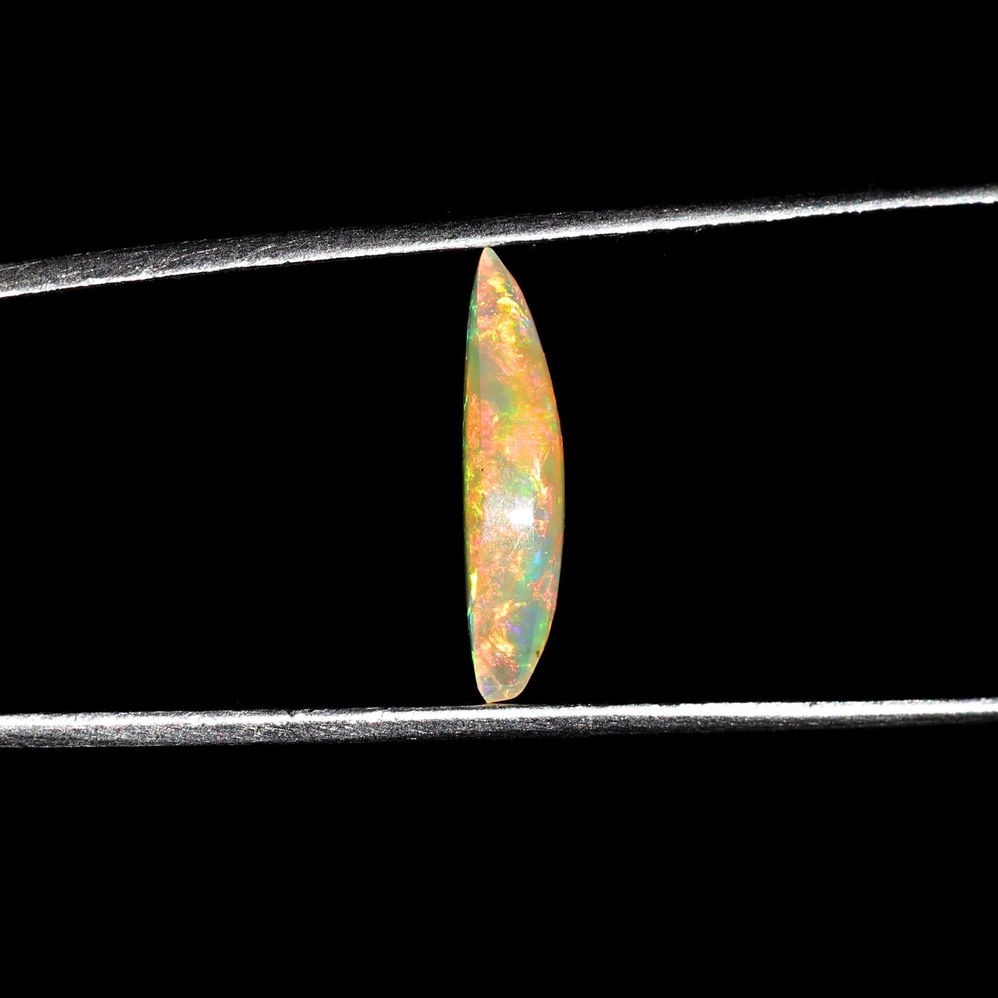 1.48 Carat White Ethiopian Opal Cabochon: Marquise Fire Opal Gemstone, Jewelry Making (6x15.50mm)