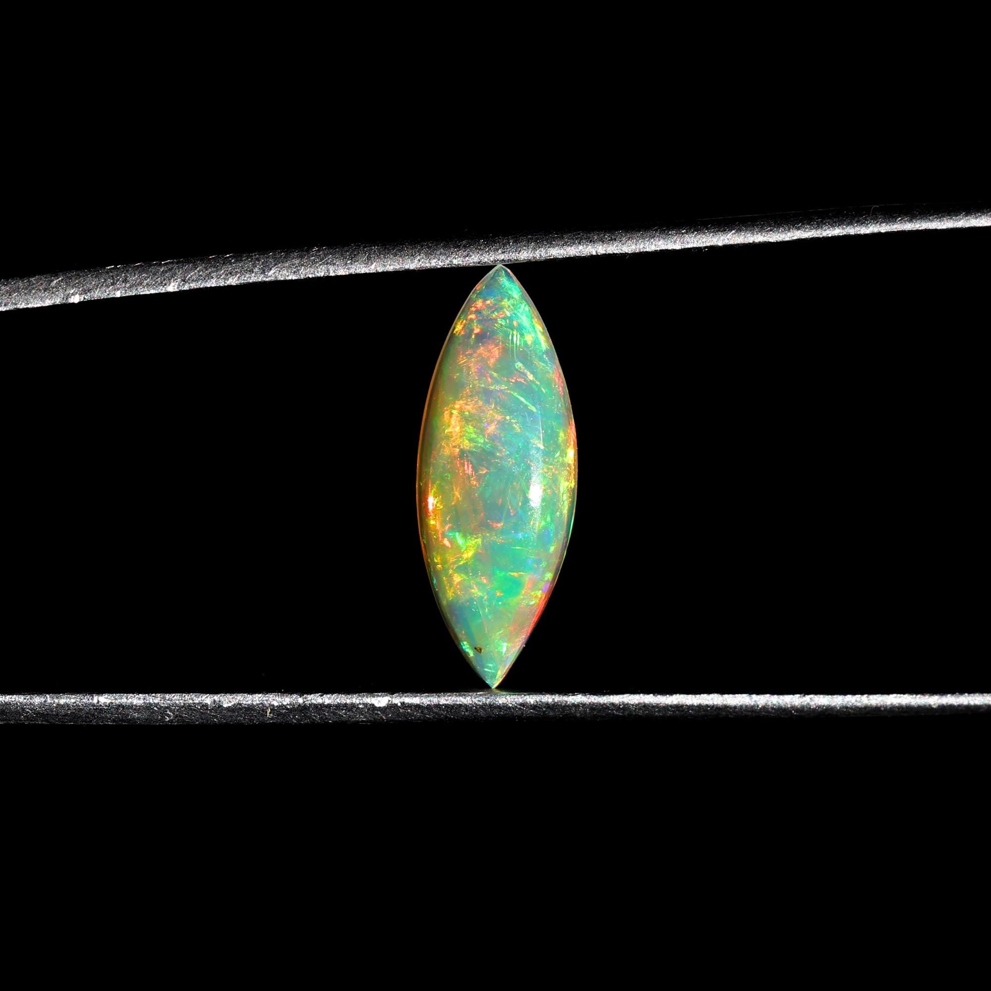 1.48 Carat White Ethiopian Opal Cabochon: Marquise Fire Opal Gemstone, Jewelry Making (6x15.50mm)