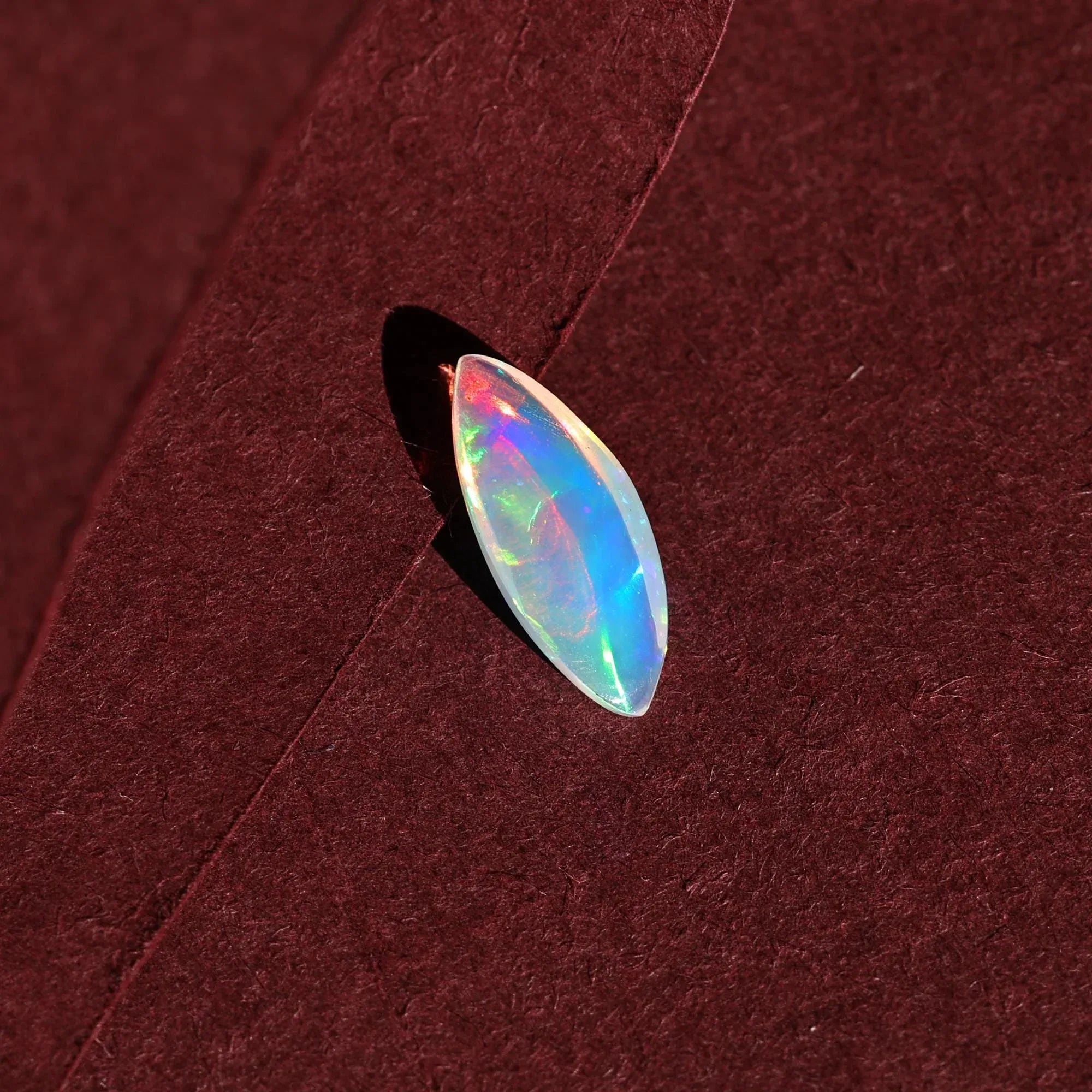 Ethiopian Opal Cabochon: Blue Fire Marquise Gemstone, 1.32 Carat loose gemstones