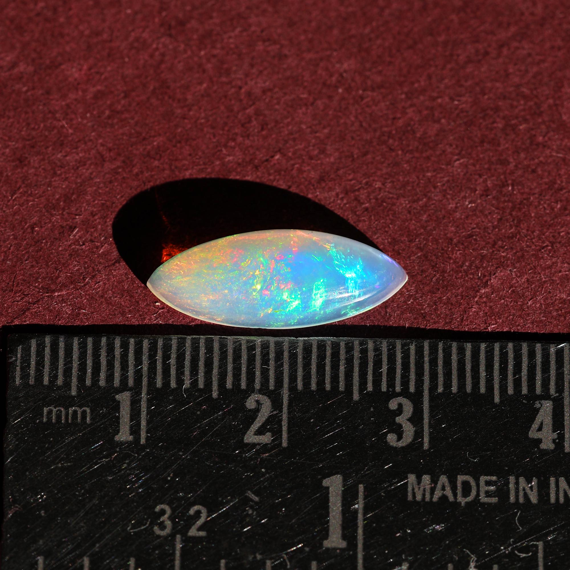 2.50 Carat Ethiopian Opal Cabochon: Marquise White Fire Opal Gemstone